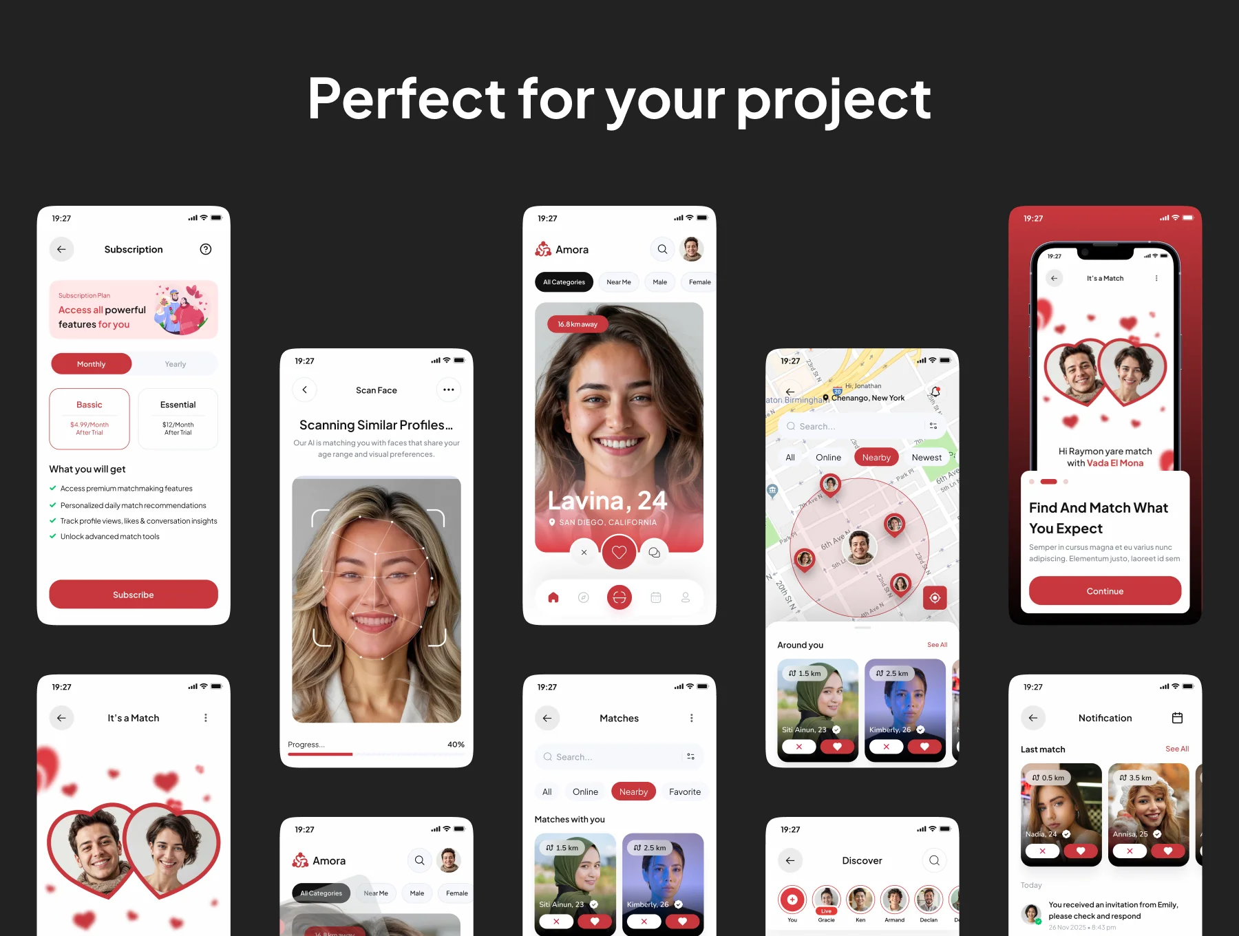 Amora  - Dating App IOS UI Kits 5