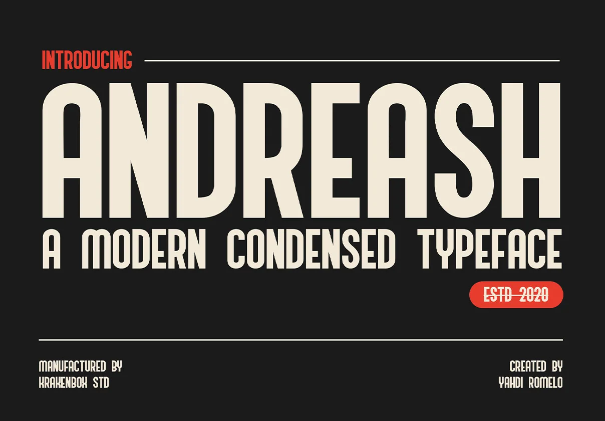 Andreash - A Modern Condensed Typeface