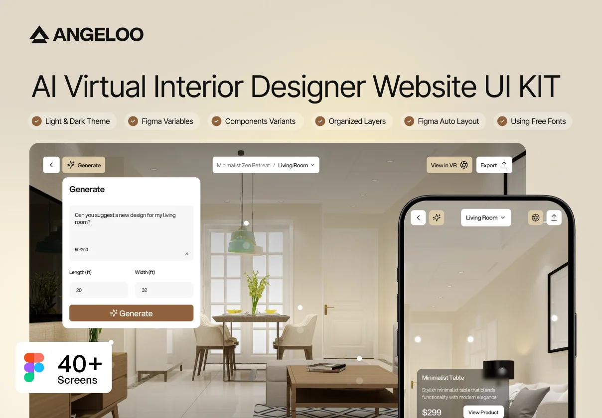 Angeloo - AI Virtual Interior Designer Website UI KIT