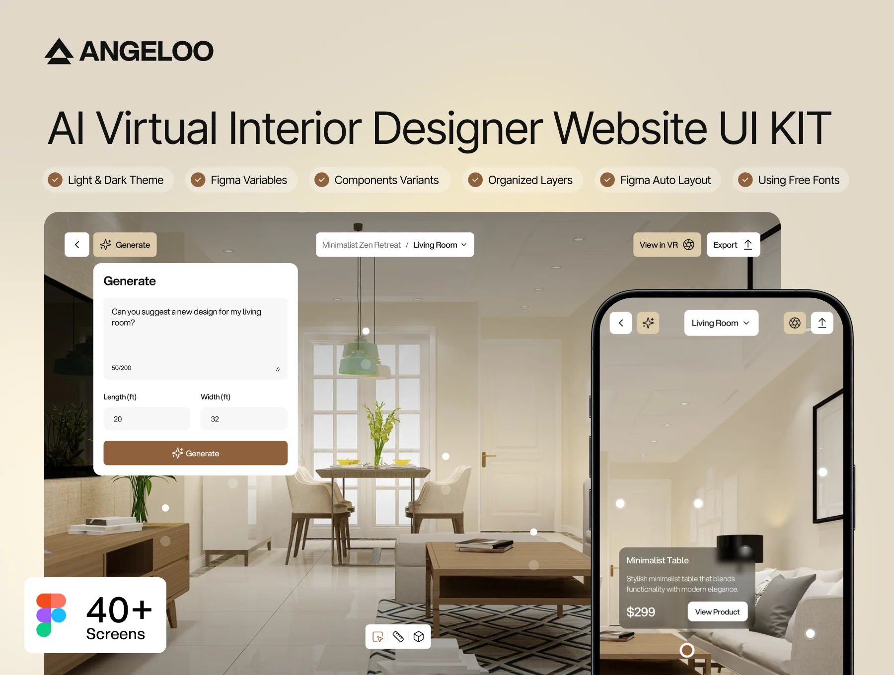 Angeloo - AI Virtual Interior Designer Website UI KIT