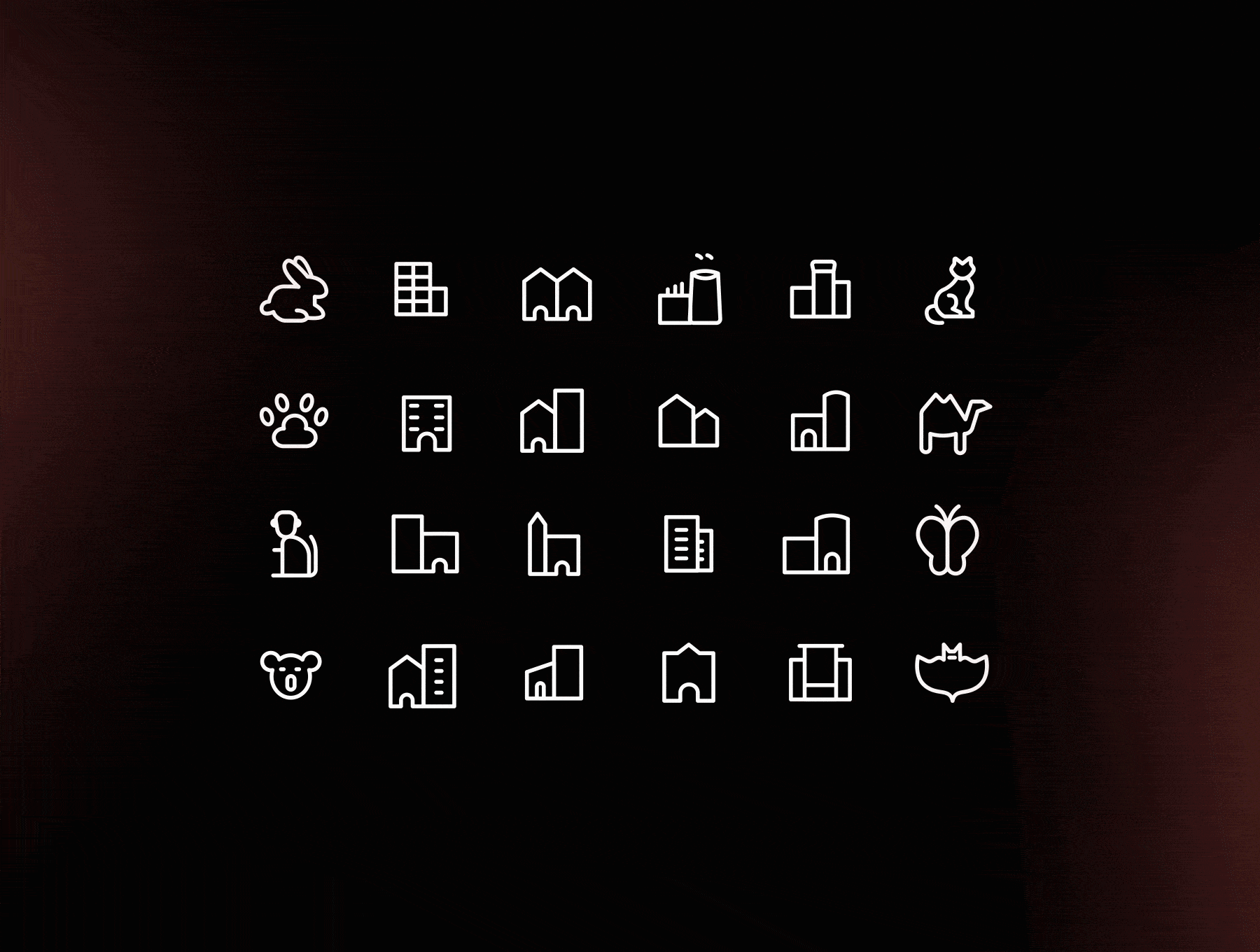 Animal & Building Animated icons 3