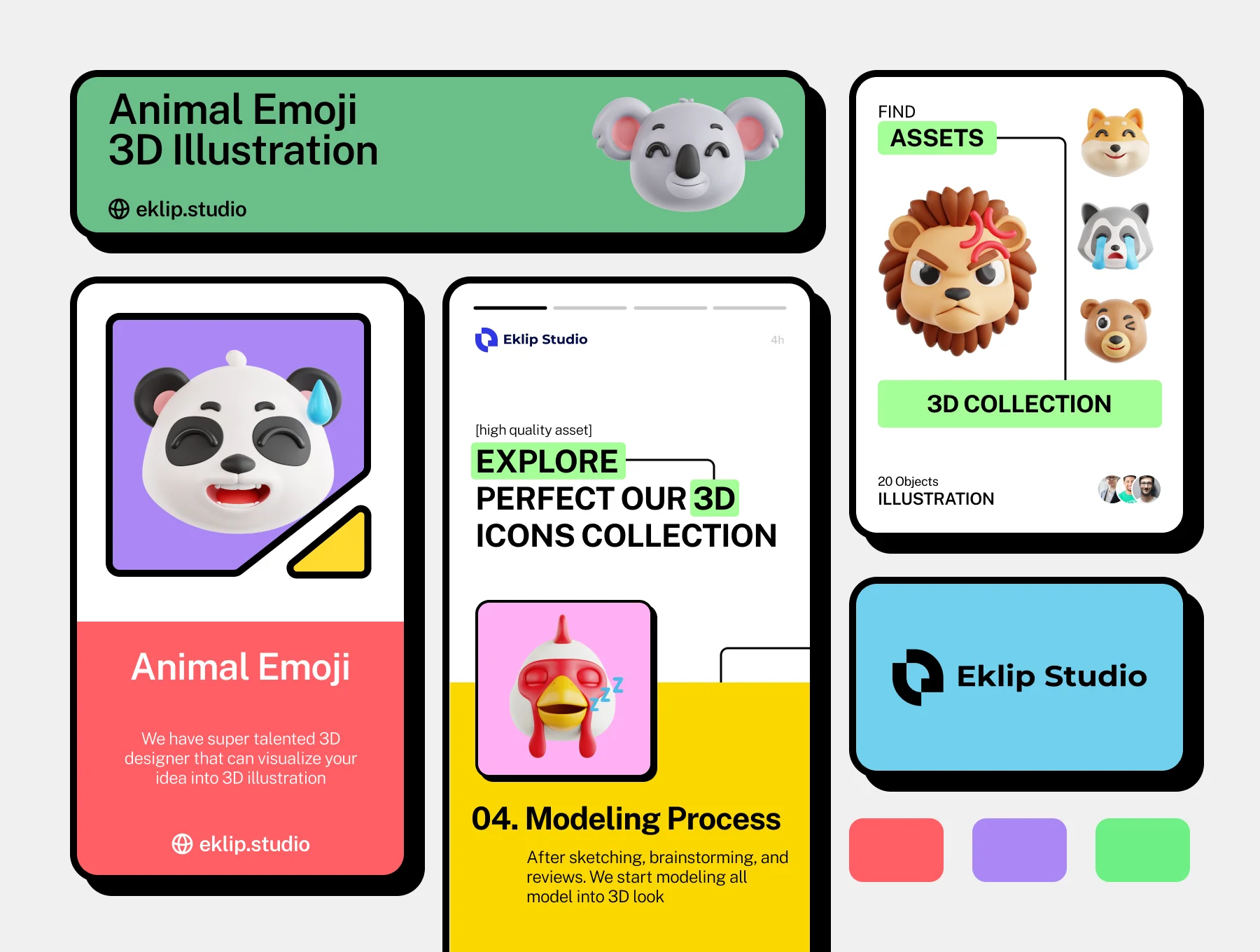 Animal Emoji 3D Icon Set 4