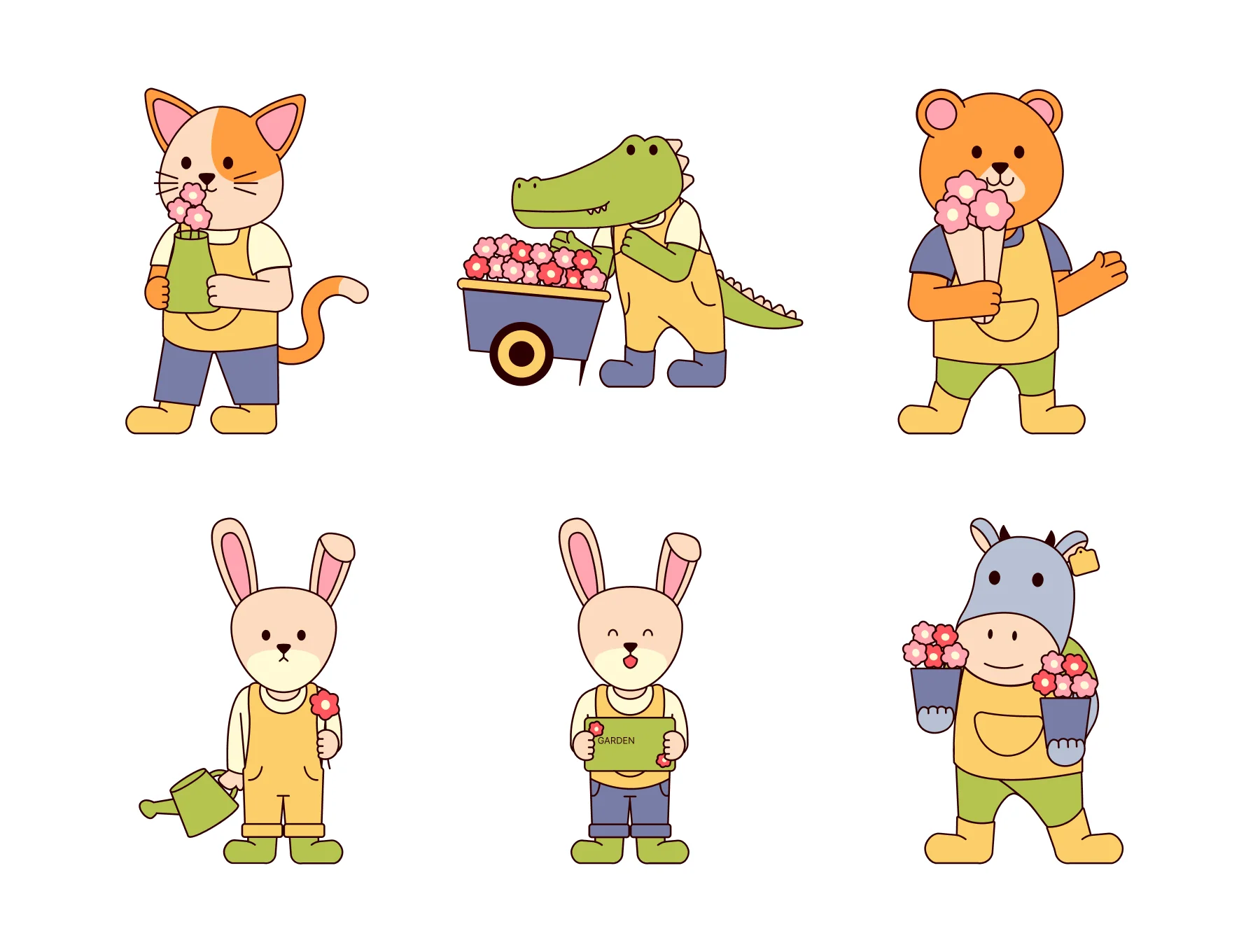 Animal Selling Flowers Illustration 5