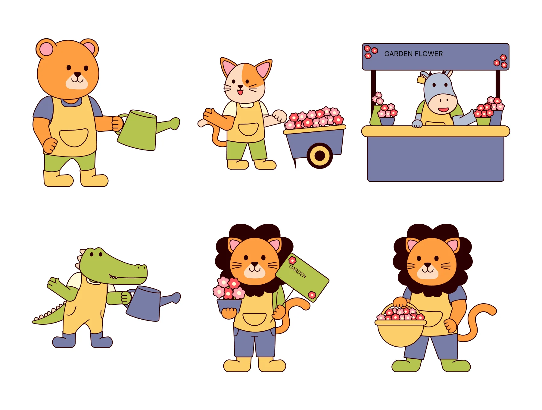Animal Selling Flowers Illustration 6