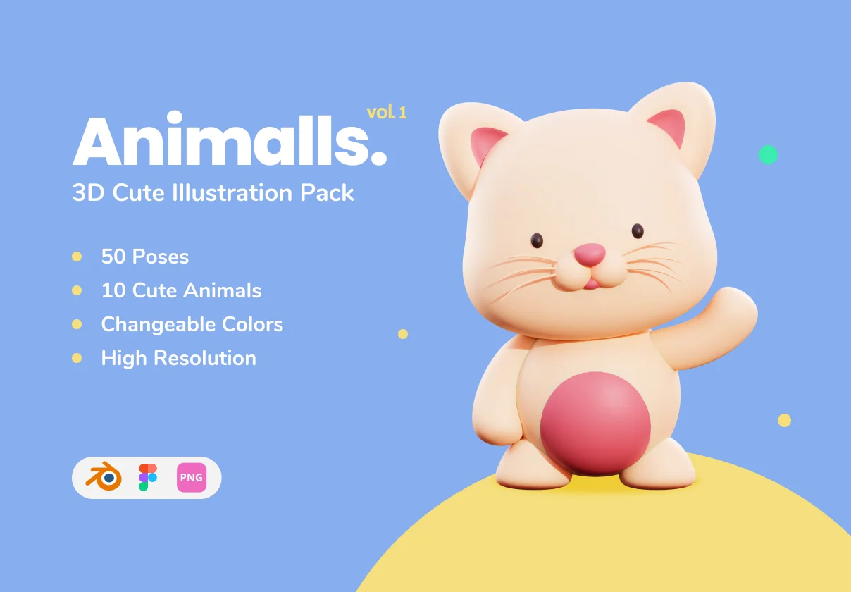 Animalls - 3D Cute Illustration Pack