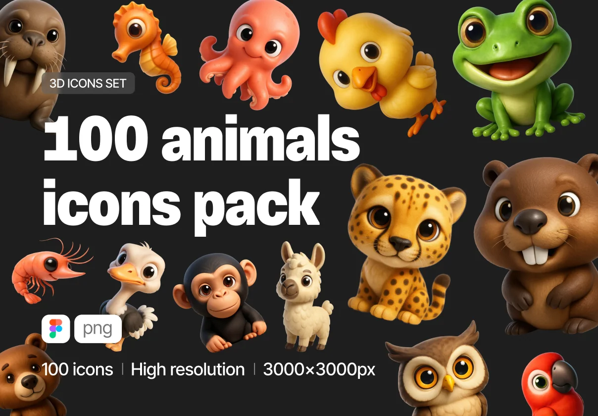 Animals | 100pcs 3D Icons