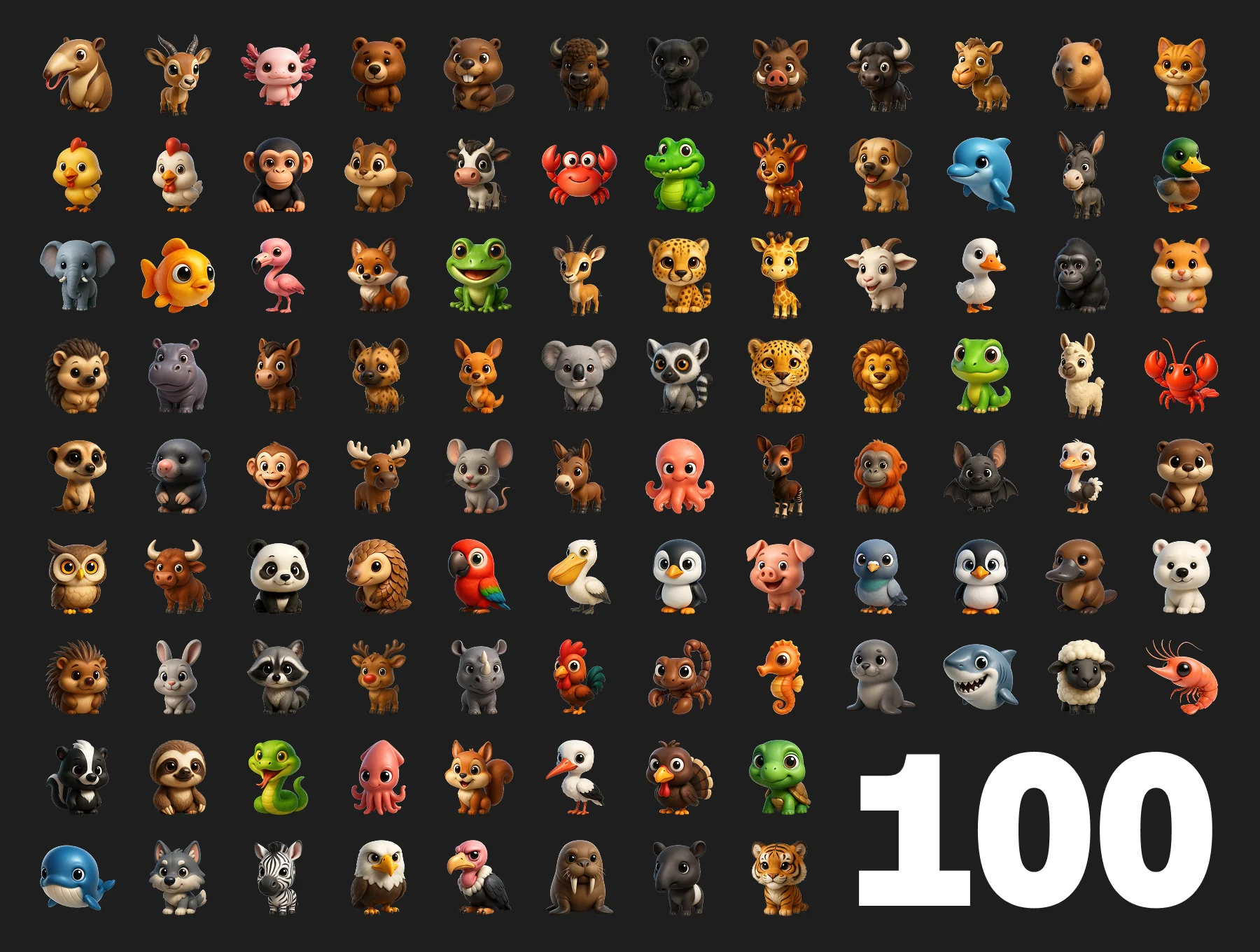 Animals | 100pcs 3D Icons 2