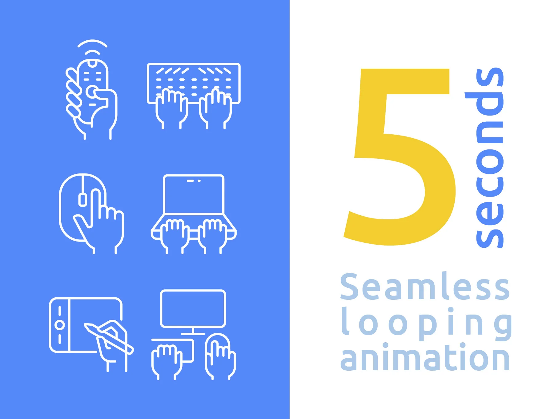 Animated devices in hands line icons 3