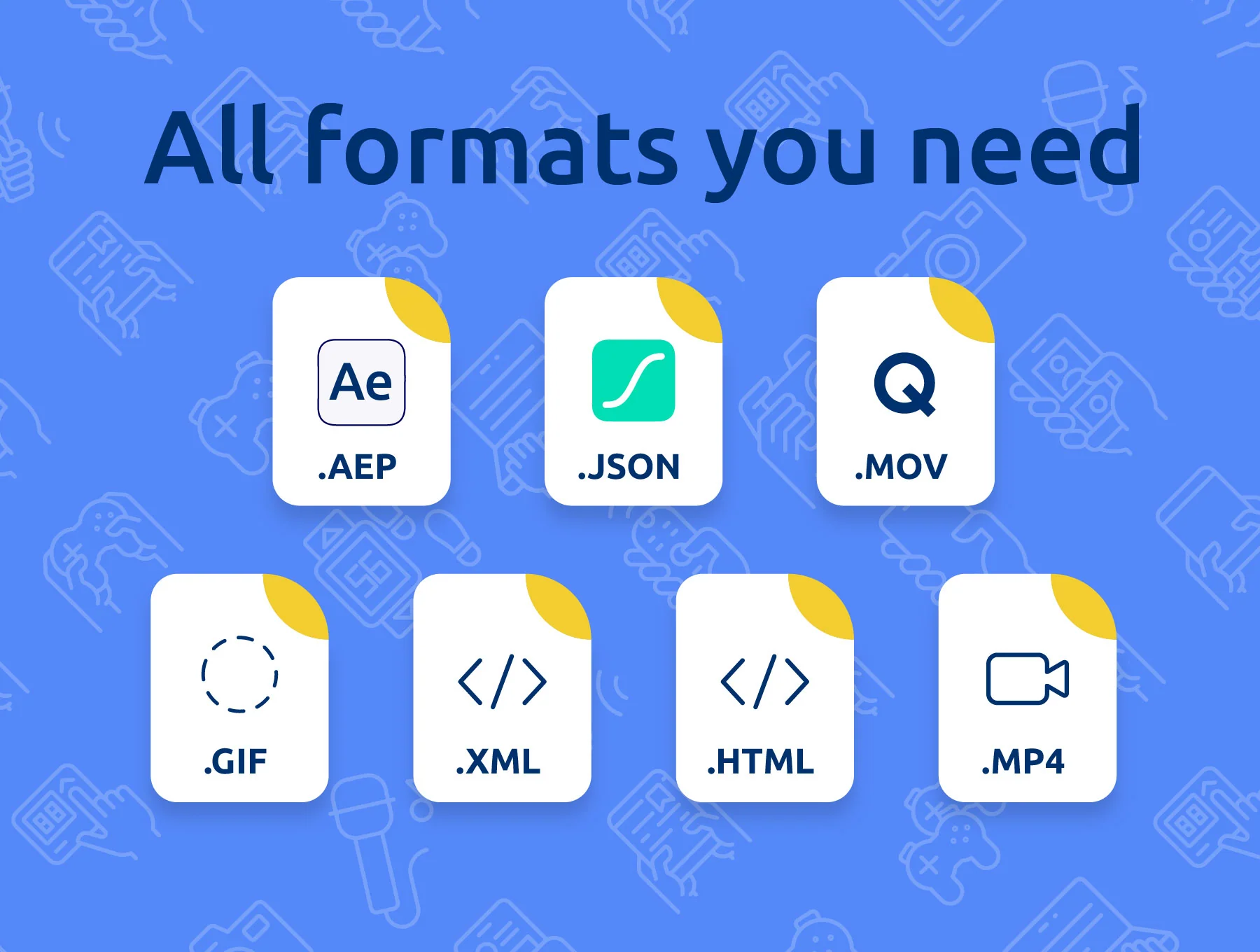 Animated devices in hands line icons 4