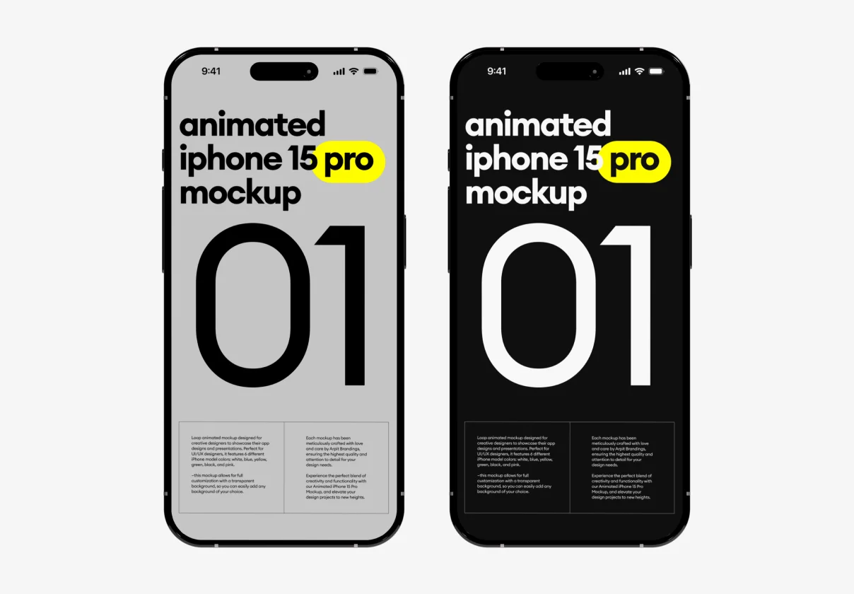 Animated iPhone 15 Pro Mockup | 01