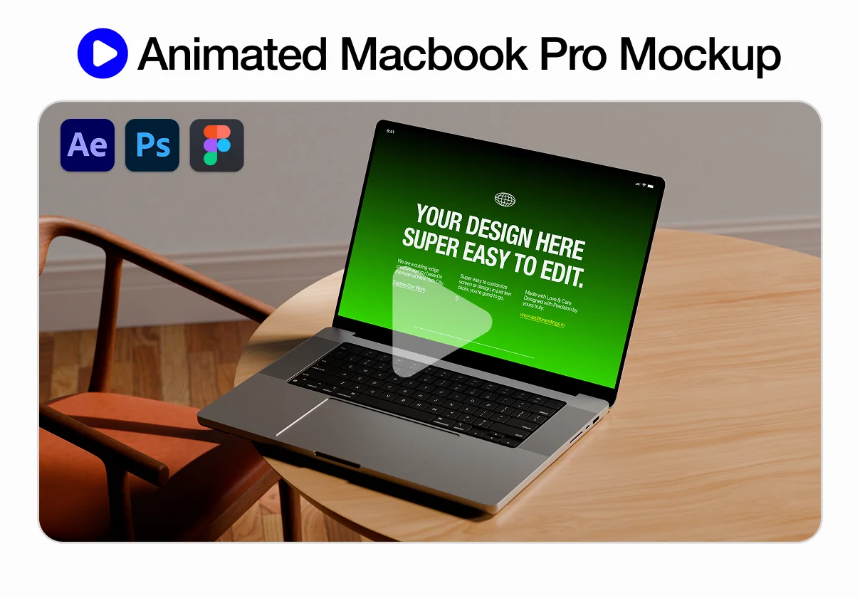 Animated Macbook Pro Mockup | 10