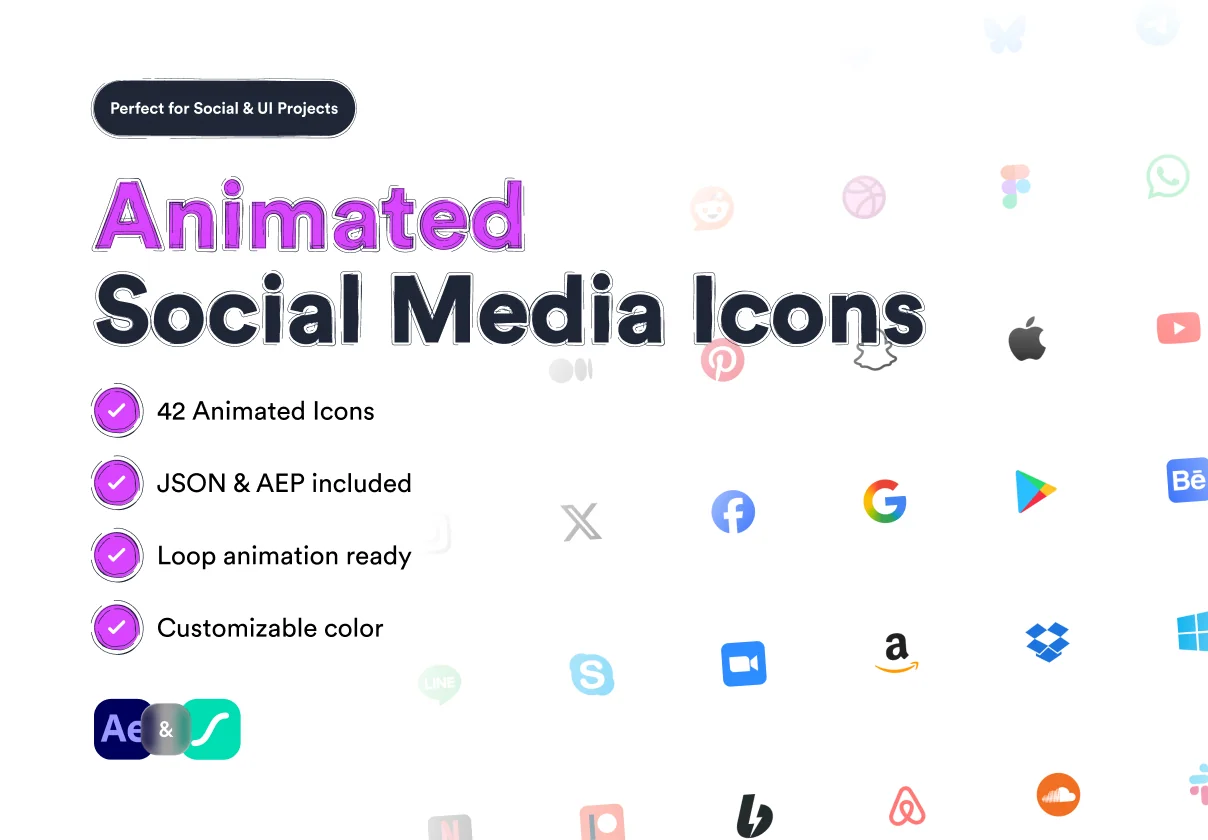 Animated Social Media Icons Pack – Essential UI Collection