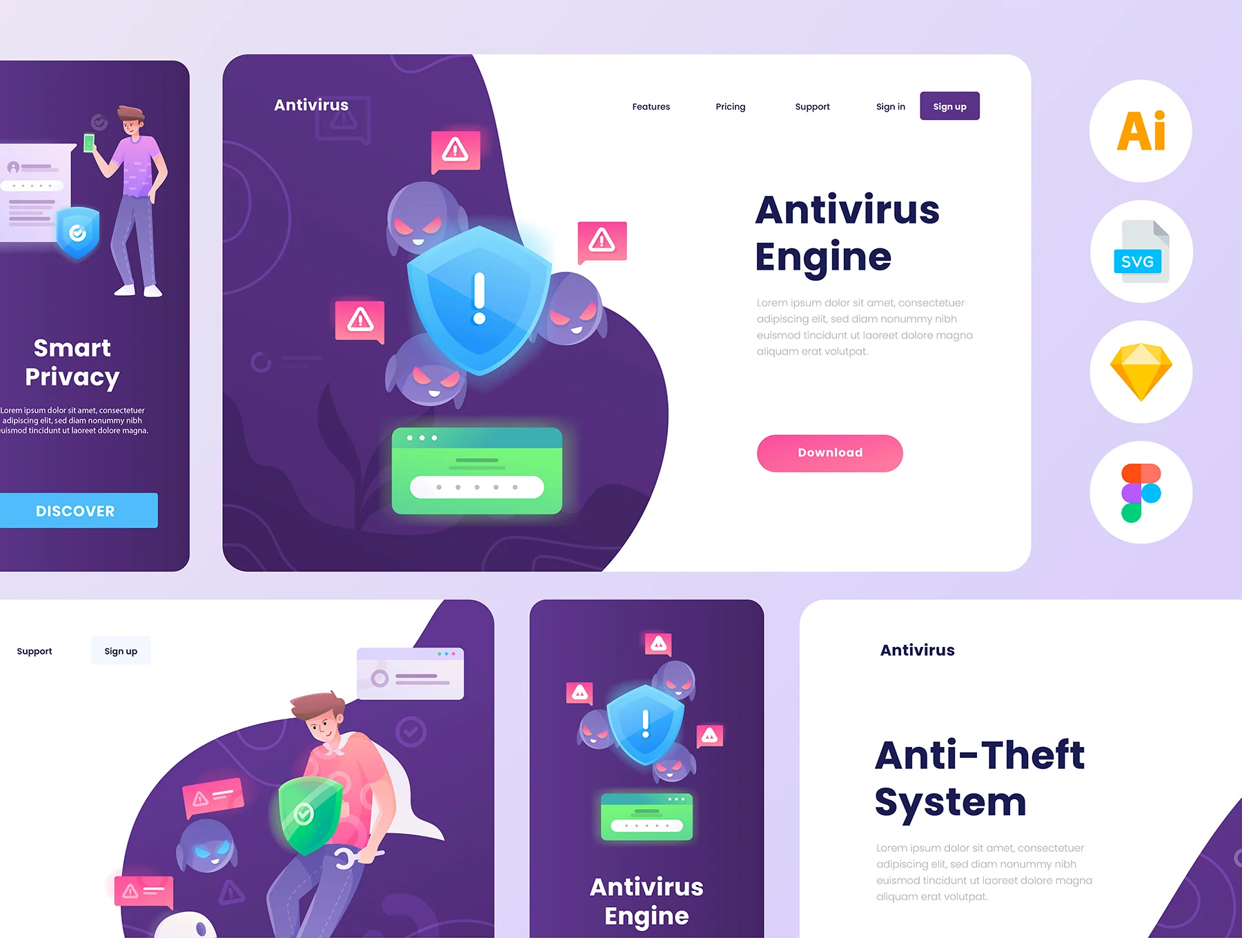 Antivirus Illustration Kit 10