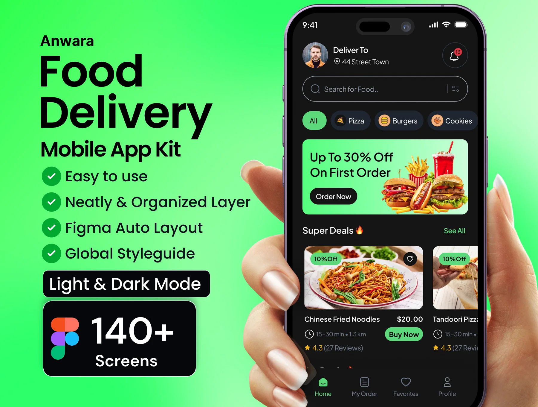 Anwara Food Delivery Mobile App UI Kit