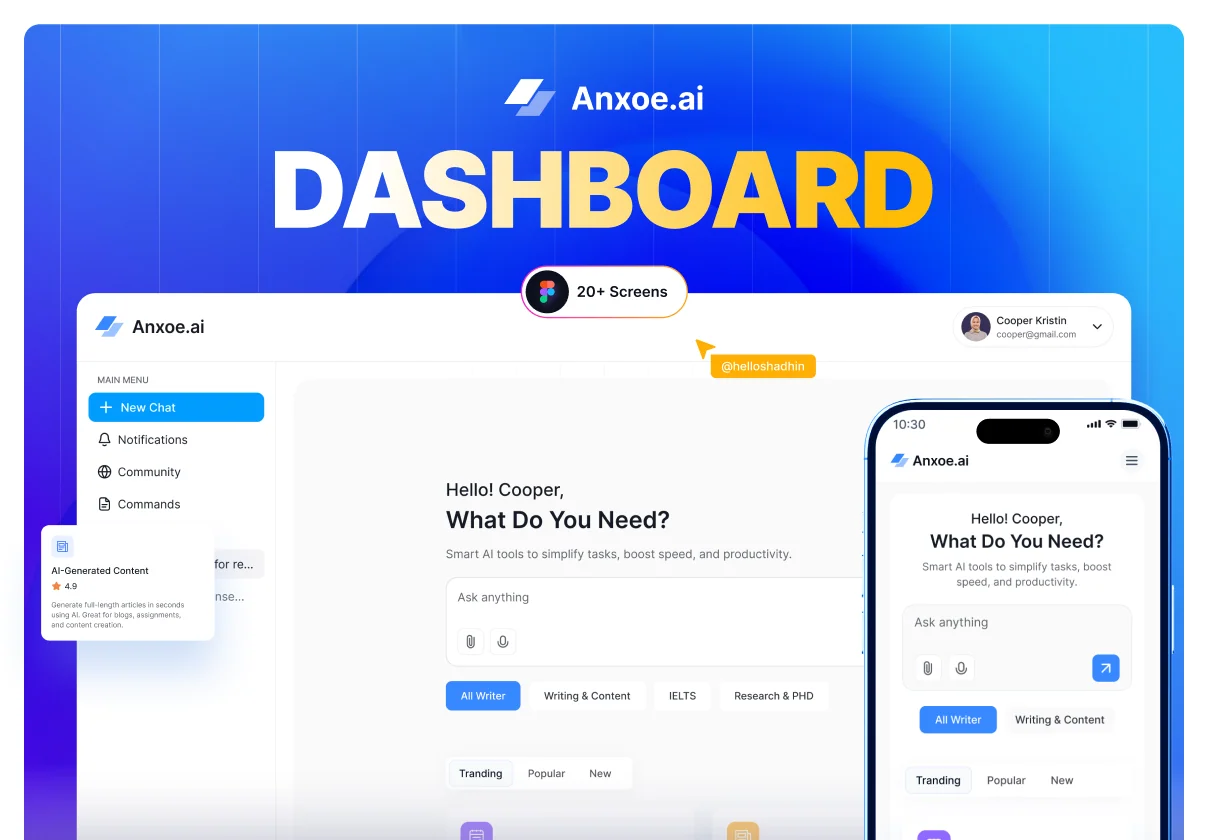 ANXOE.AI – AI Personal Assistant Dashboard UI Kit