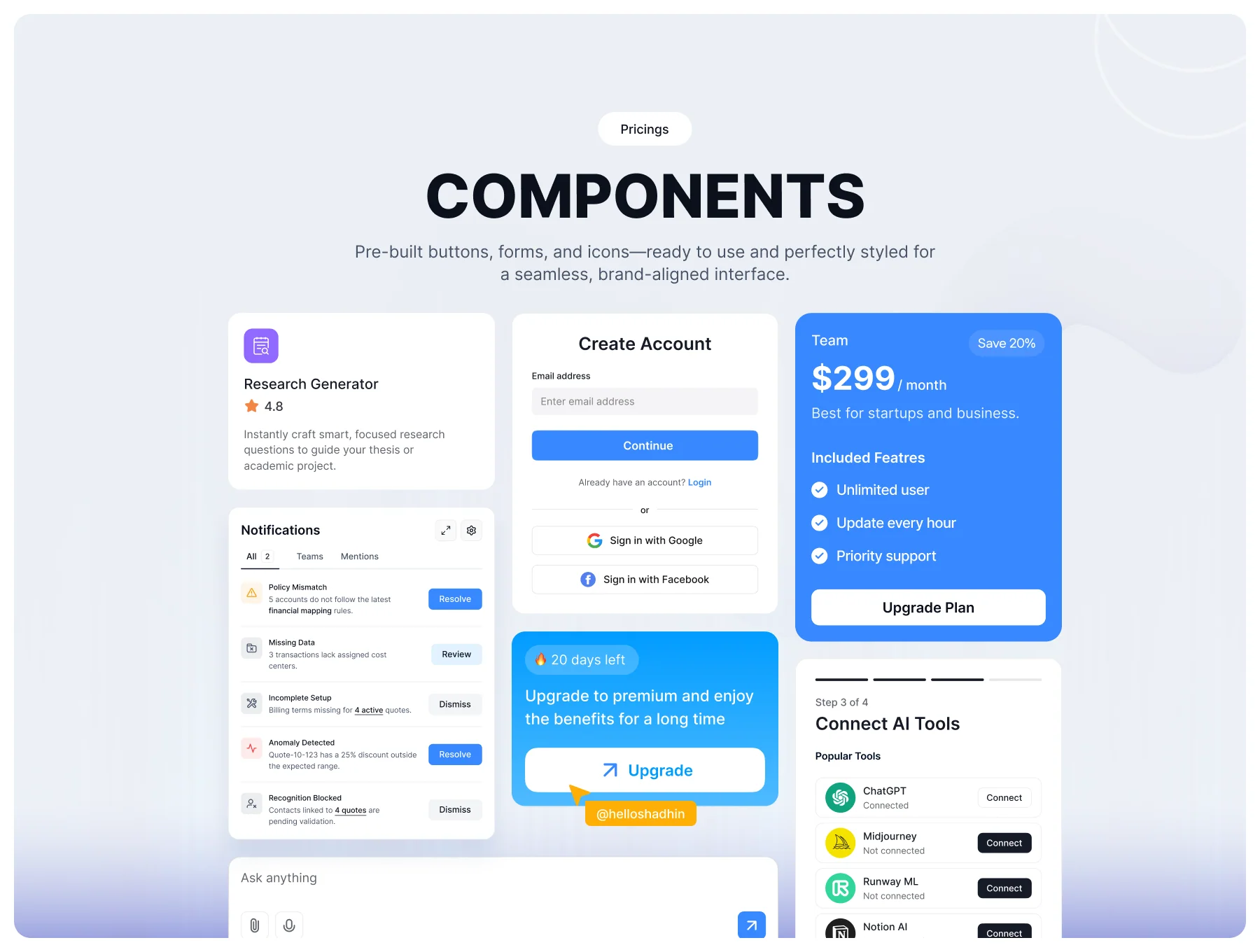 ANXOE.AI – AI Personal Assistant Dashboard UI Kit 5