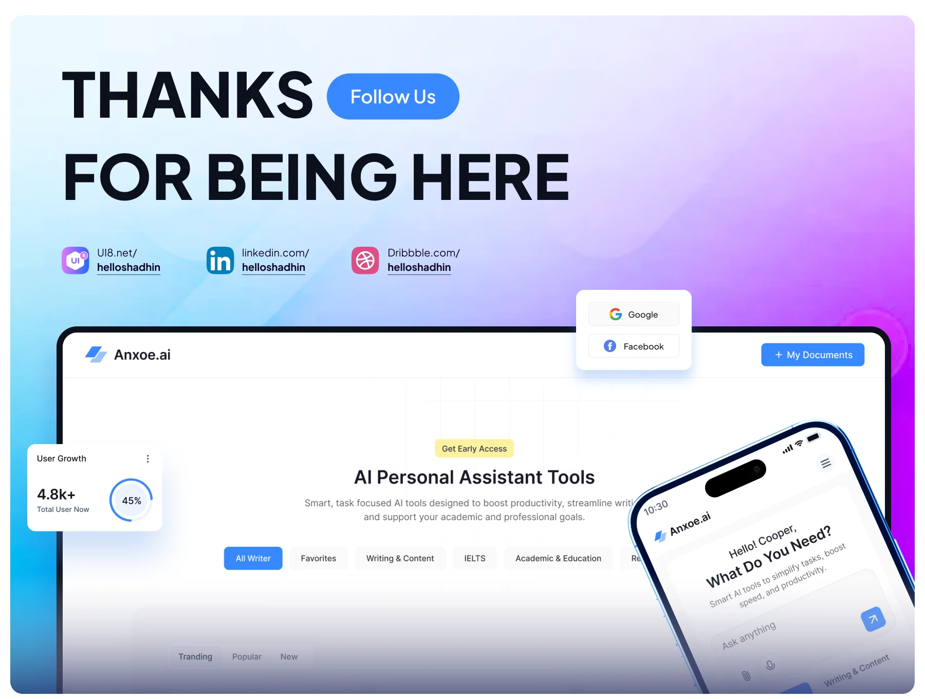ANXOE.AI – AI Personal Assistant Dashboard UI Kit 6