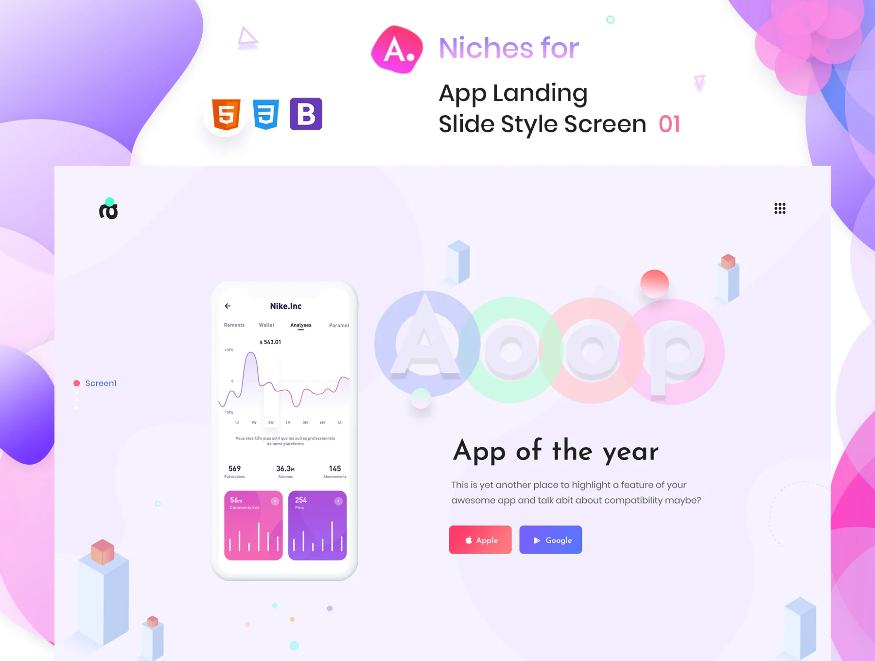 Aoop - SaaS & App Landing HTML Template 3