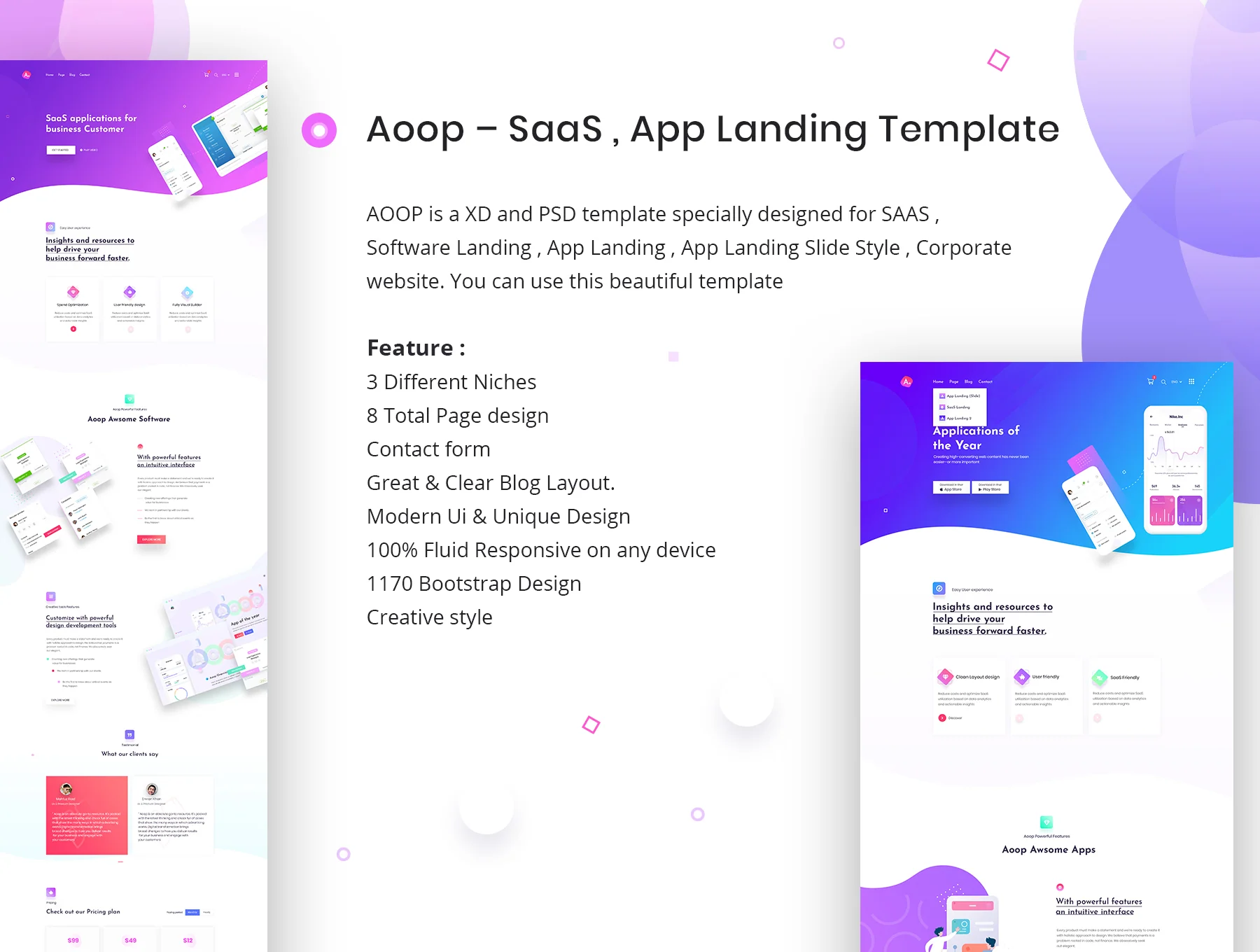 Aoop - SaaS & App Landing Template 8