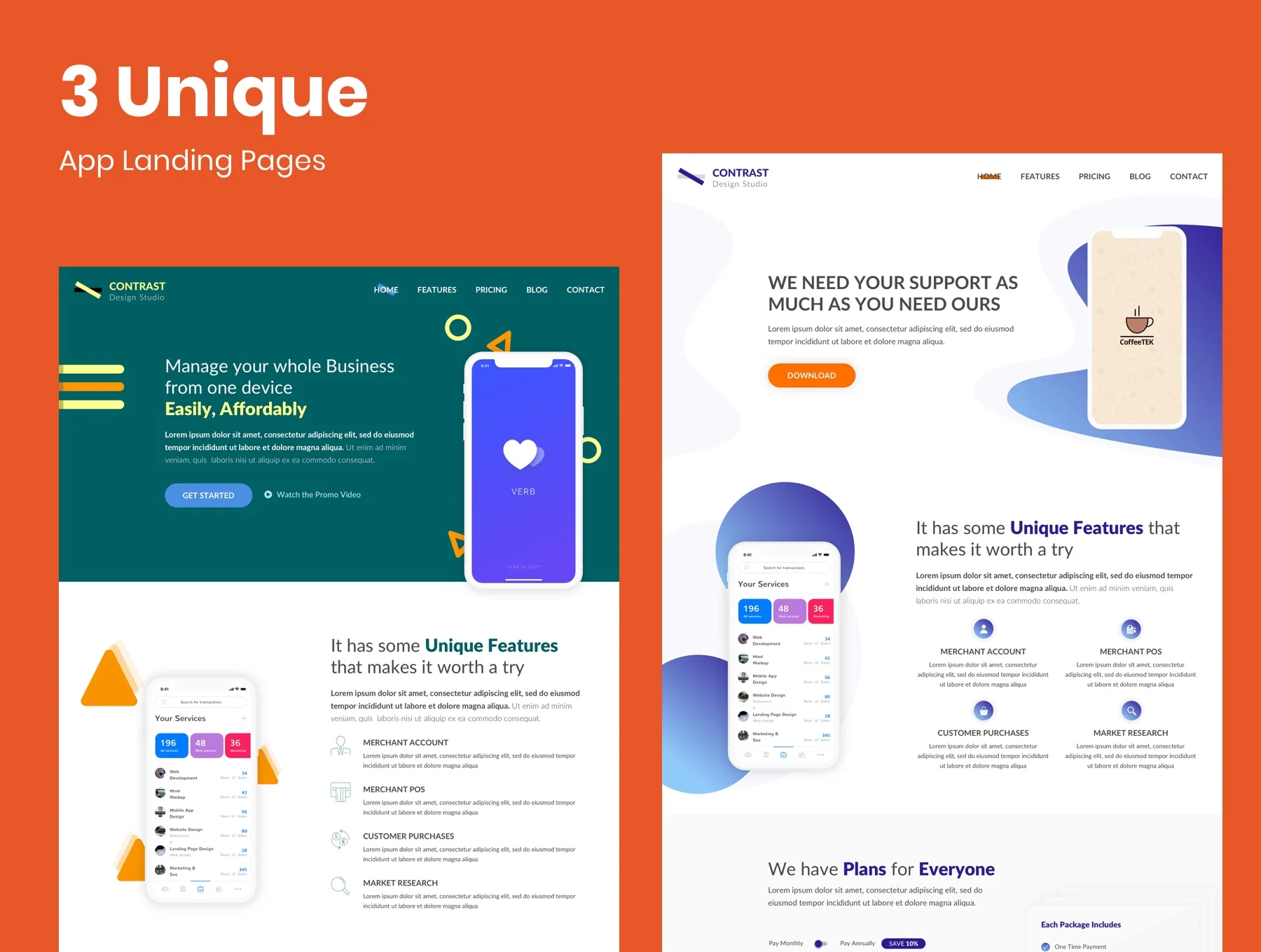 3 App Landing Pages