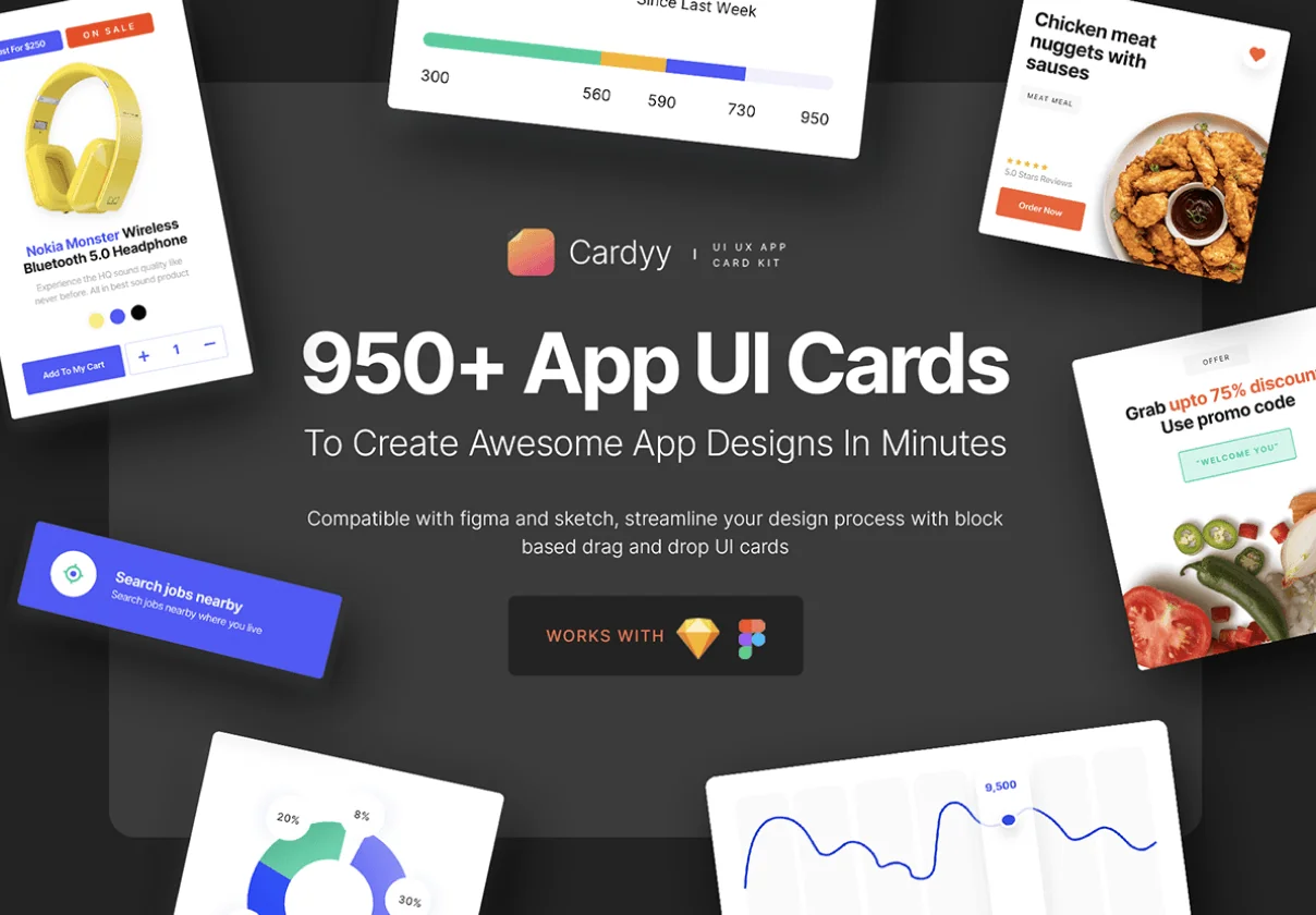 Cardyy - 950+ App UI Cards Kit