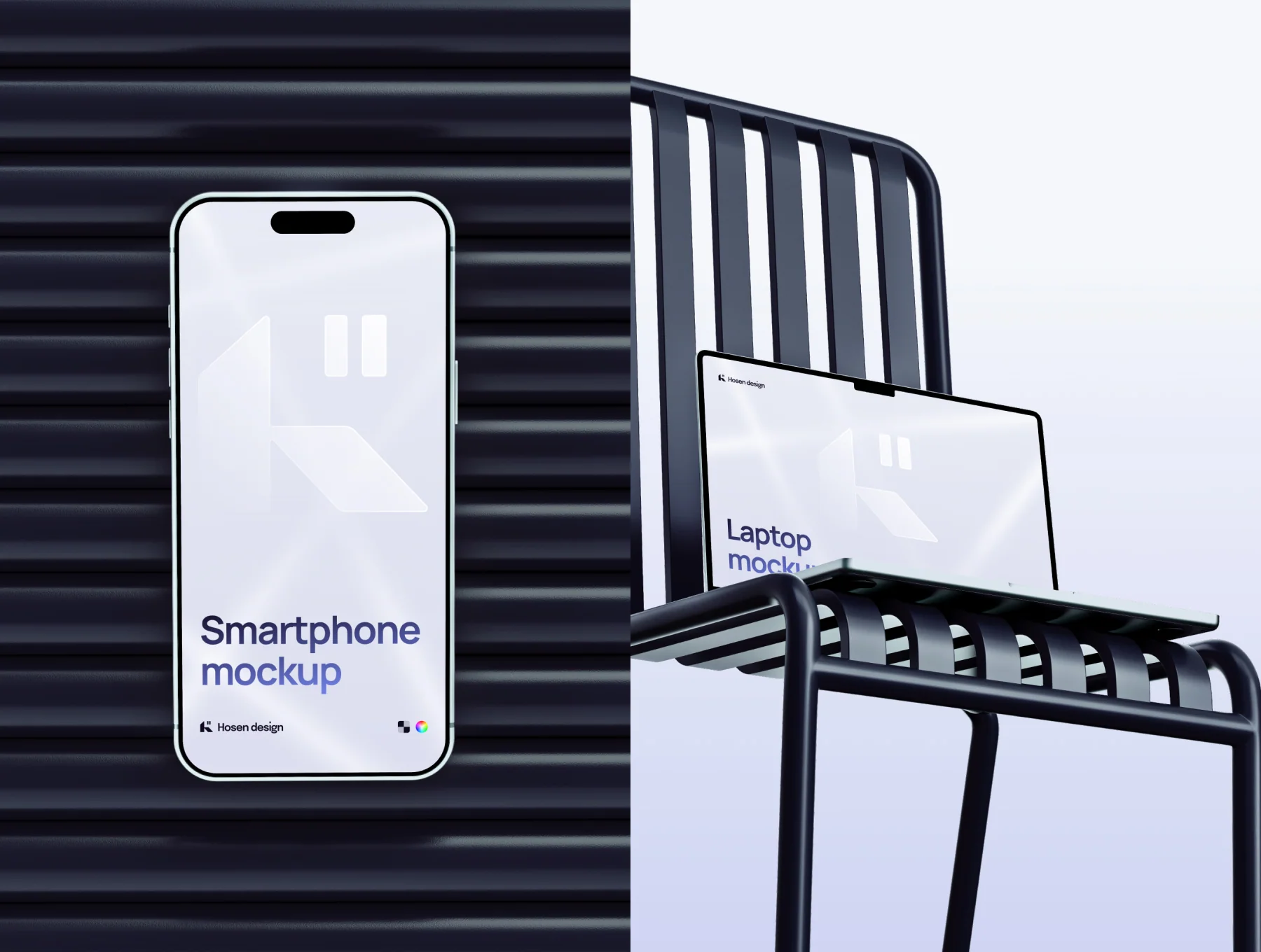 17 Device Mockups — Scene with a metal chair (PSD & FIG) 4