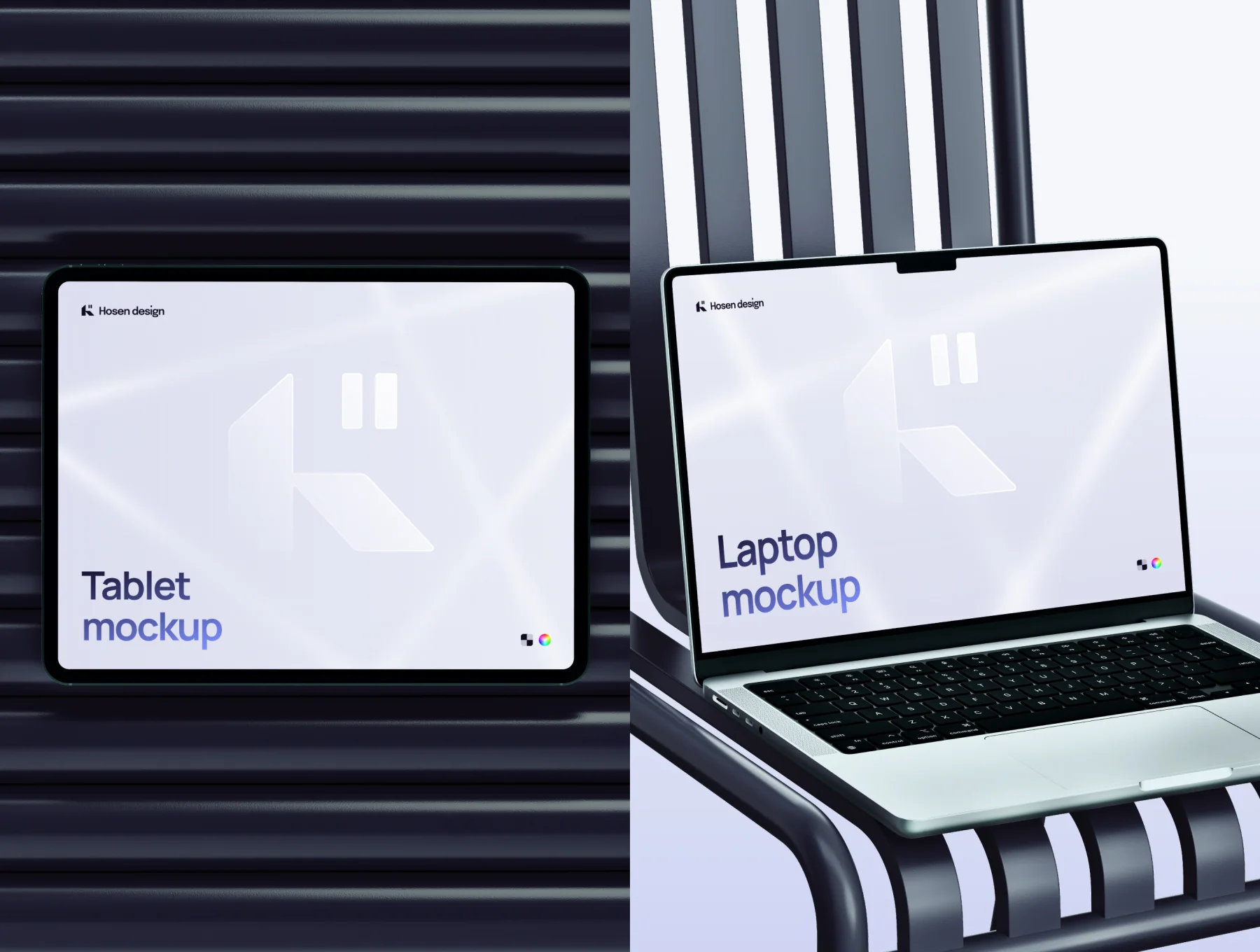 17 Device Mockups — Scene with a metal chair (PSD & FIG) 7