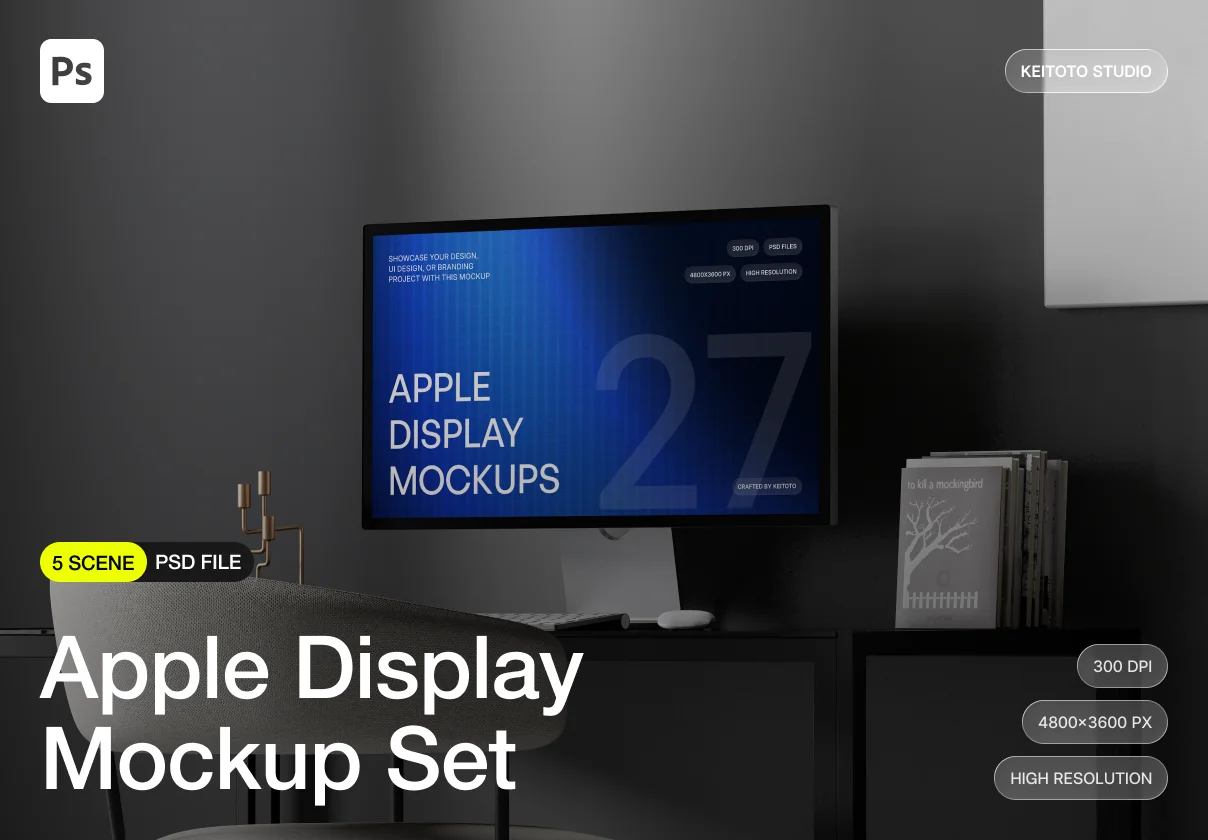 Apple Display Mockup — Architectural Desk PSD Scenes