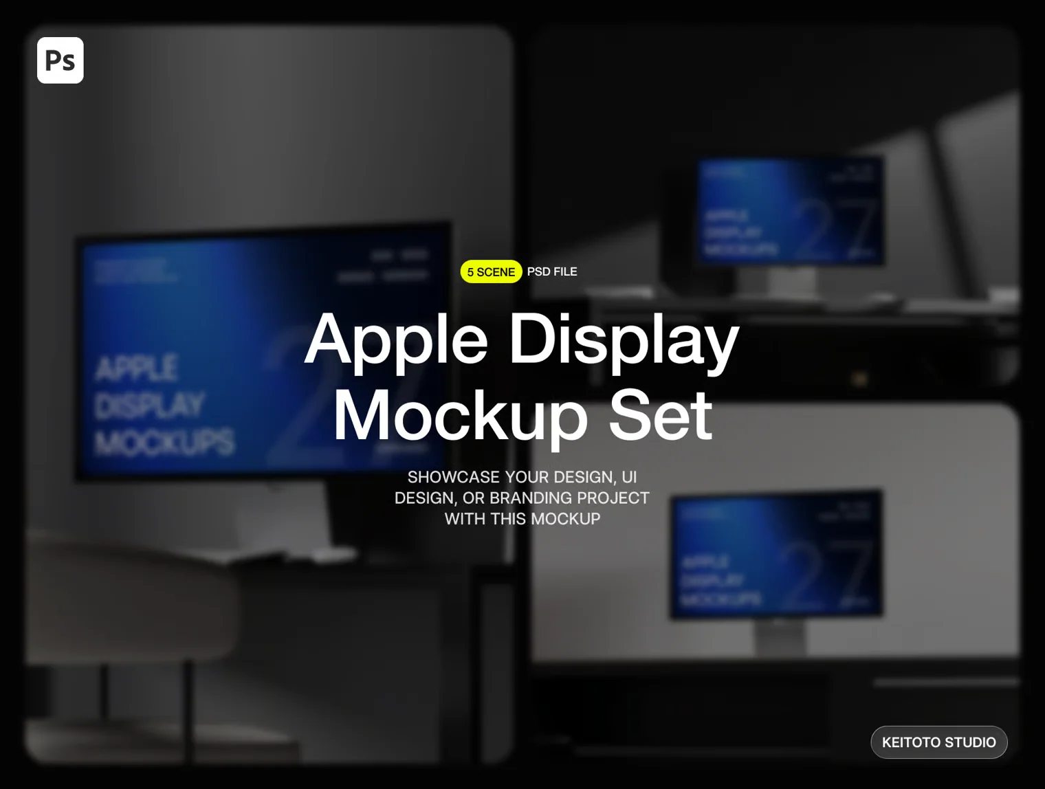 Apple Display Mockup — Architectural Desk PSD Scenes 2