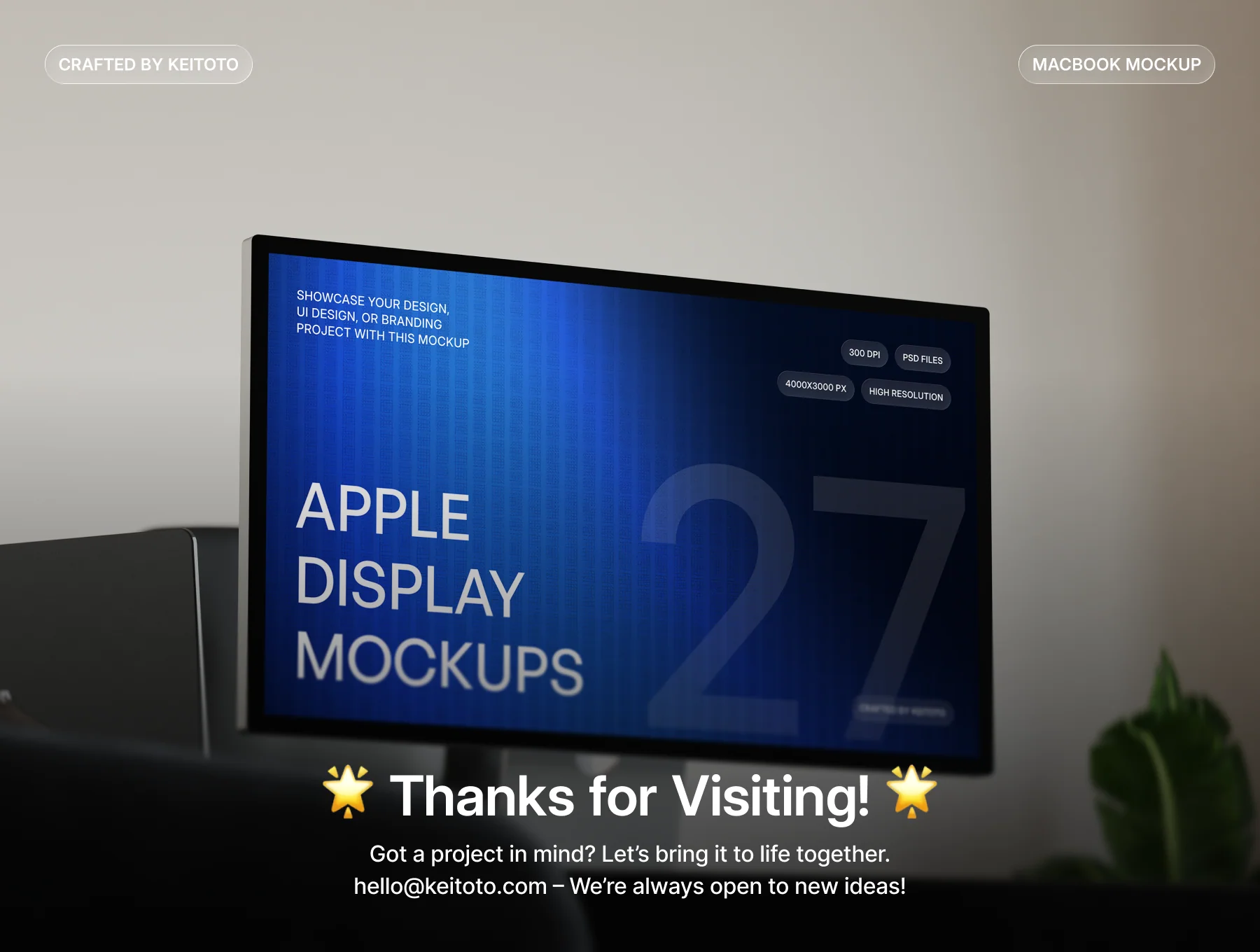 Apple Display Mockup Executive Office Workspace PSD 4