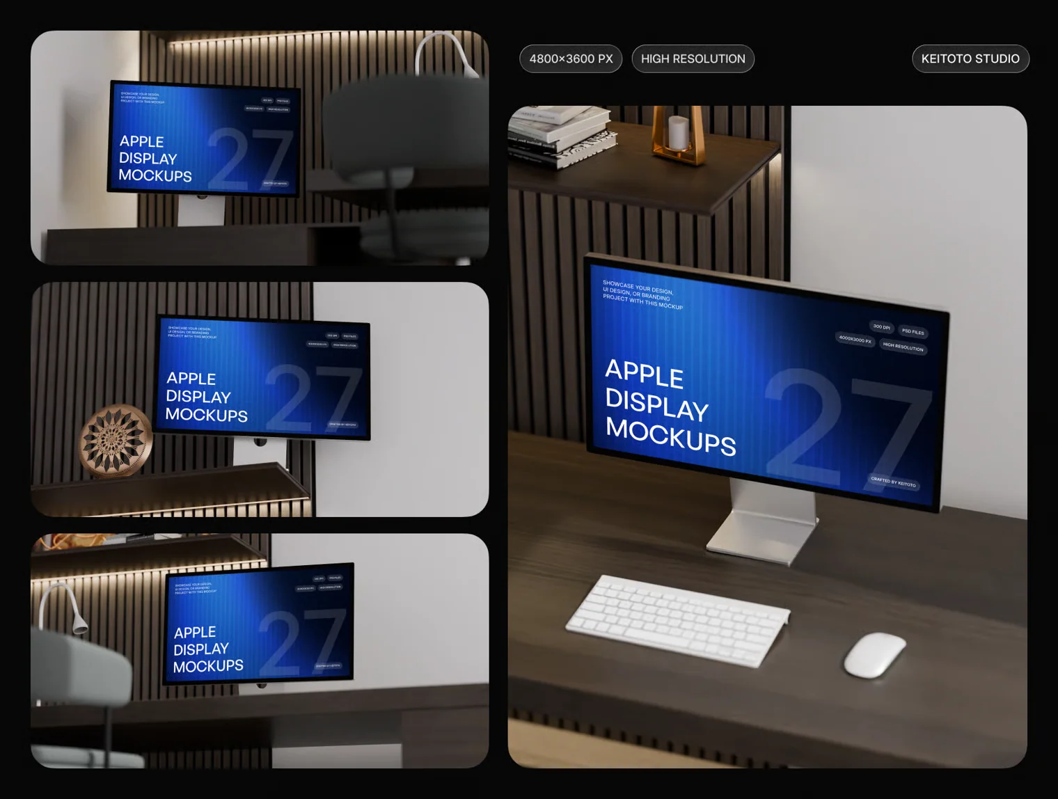 Apple Display Mockup Executive Workspace PSD Scenes 2