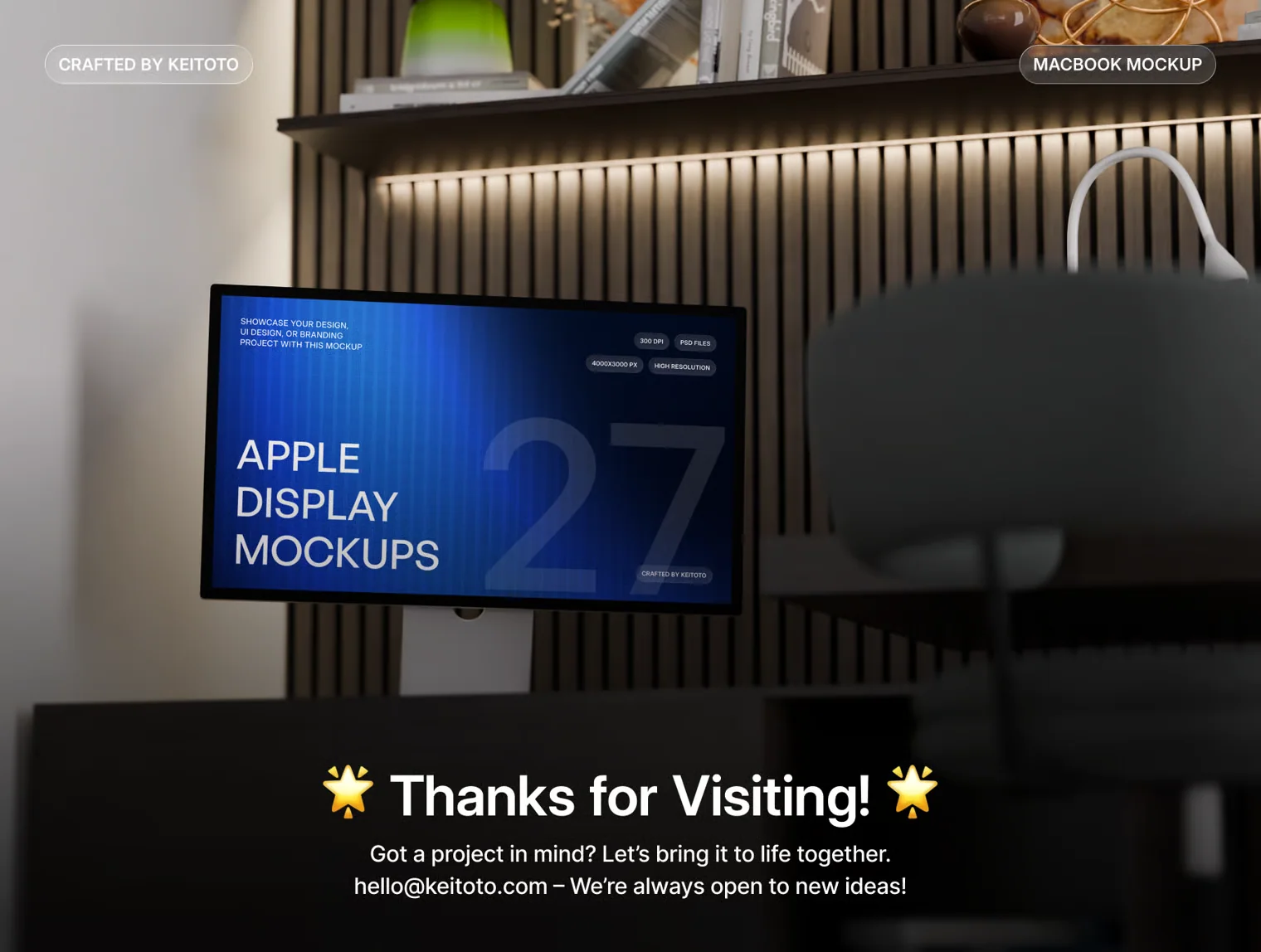 Apple Display Mockup Executive Workspace PSD Scenes 4