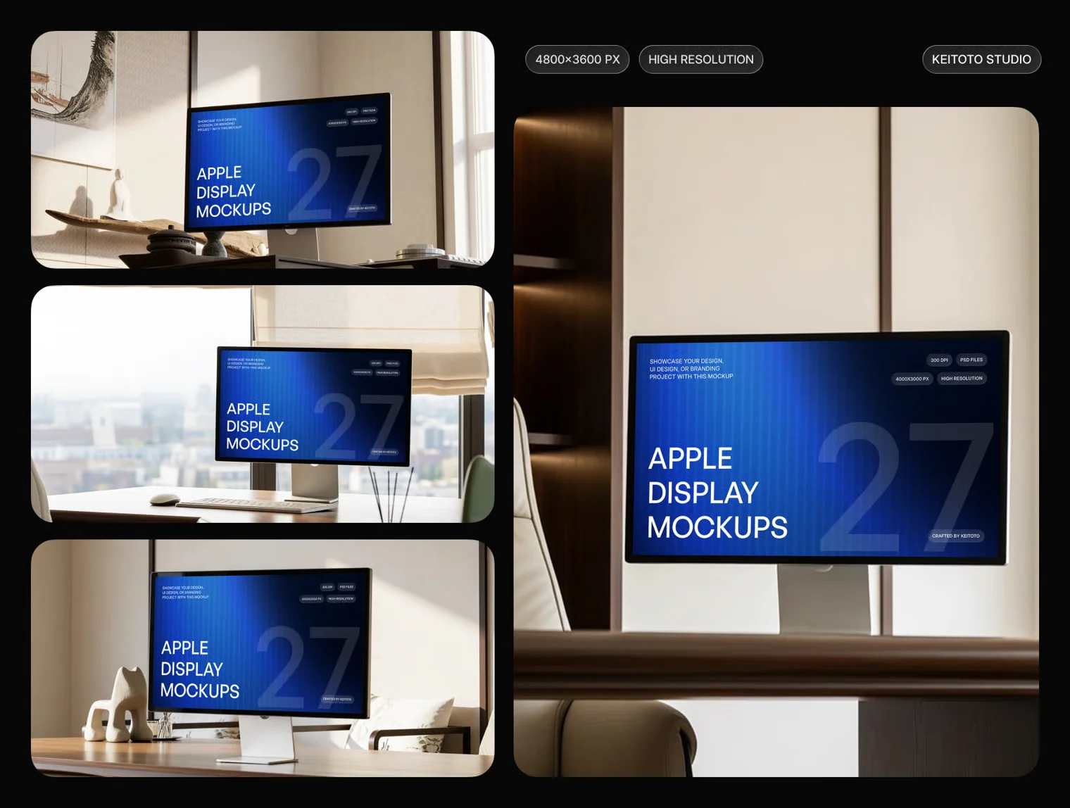 Apple Display Mockup High End Office Desk PSD 2