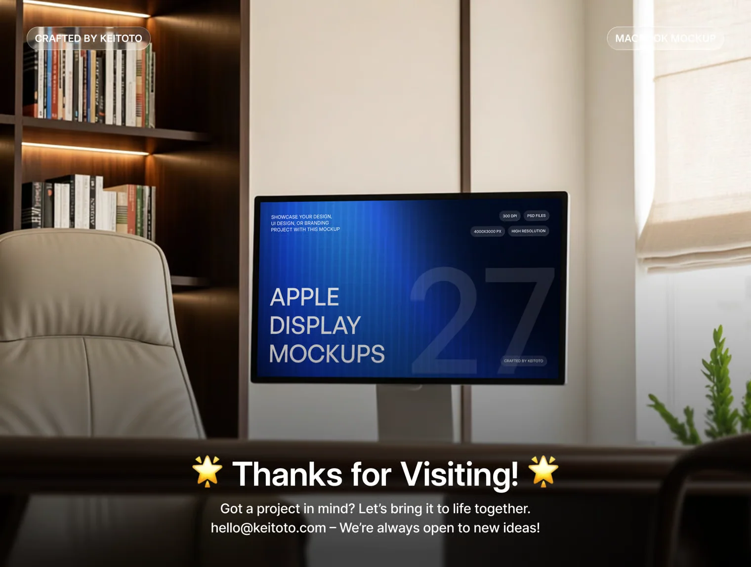 Apple Display Mockup High End Office Desk PSD 4