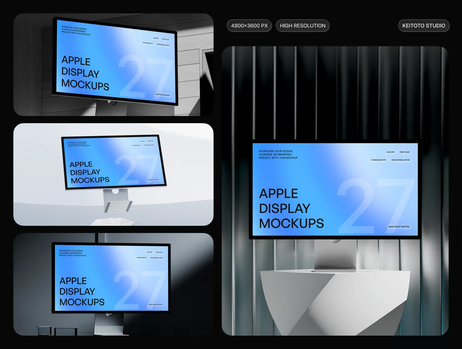 Apple Display Mockup Modern Interior PSD Scene Collection 2