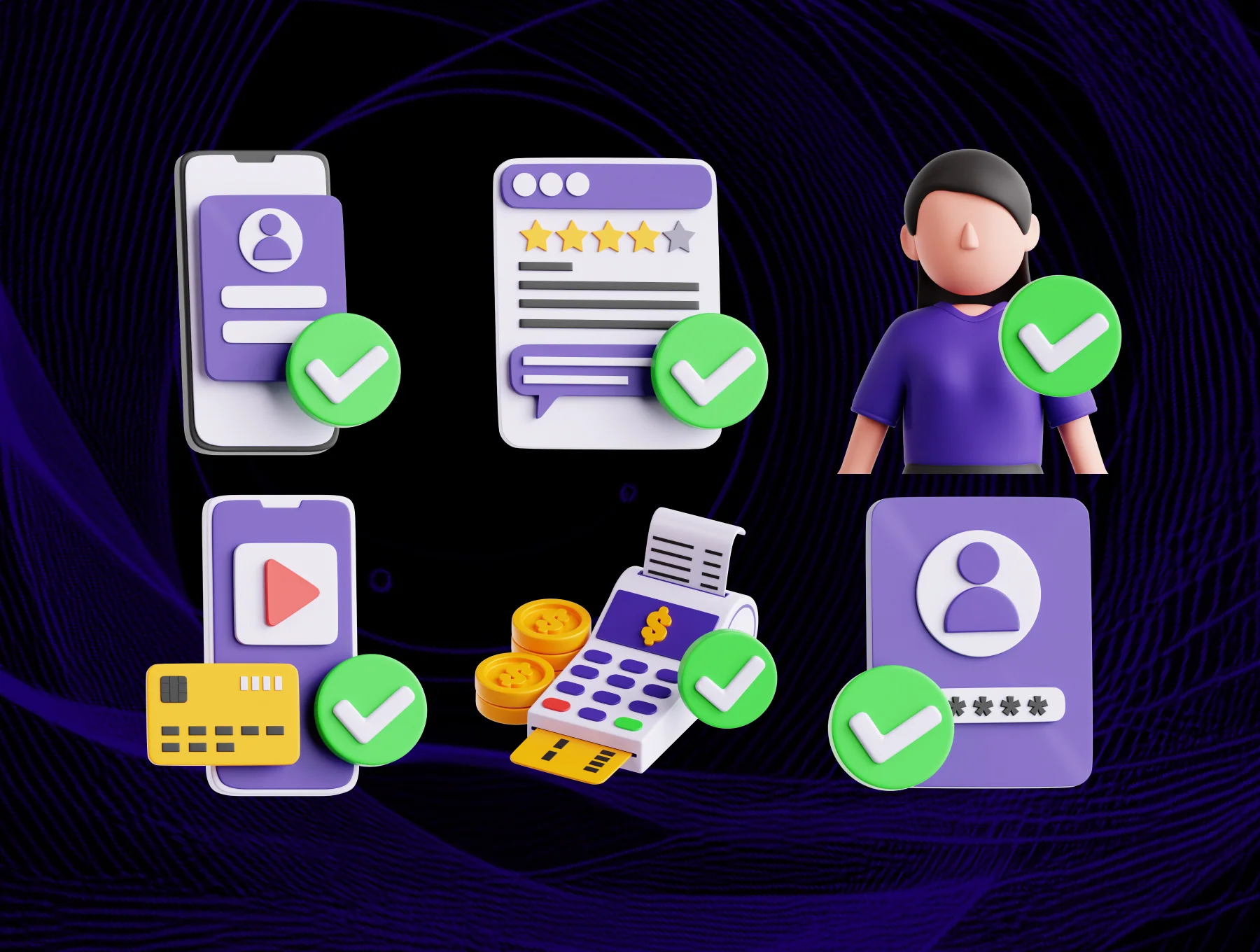 Approved Stamp 3D Icon Set 3