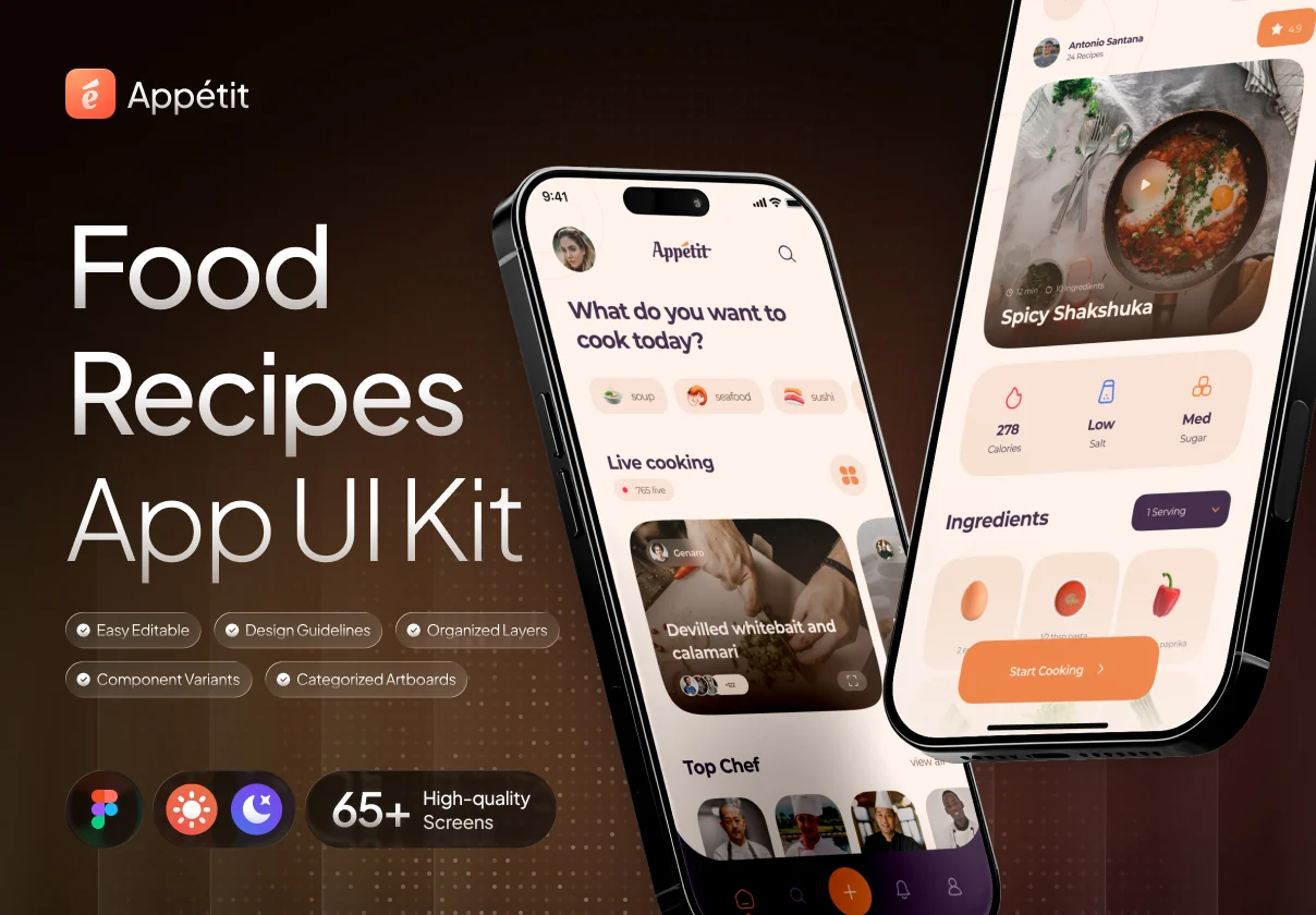 Appétit - Food Recipes App UI Kit