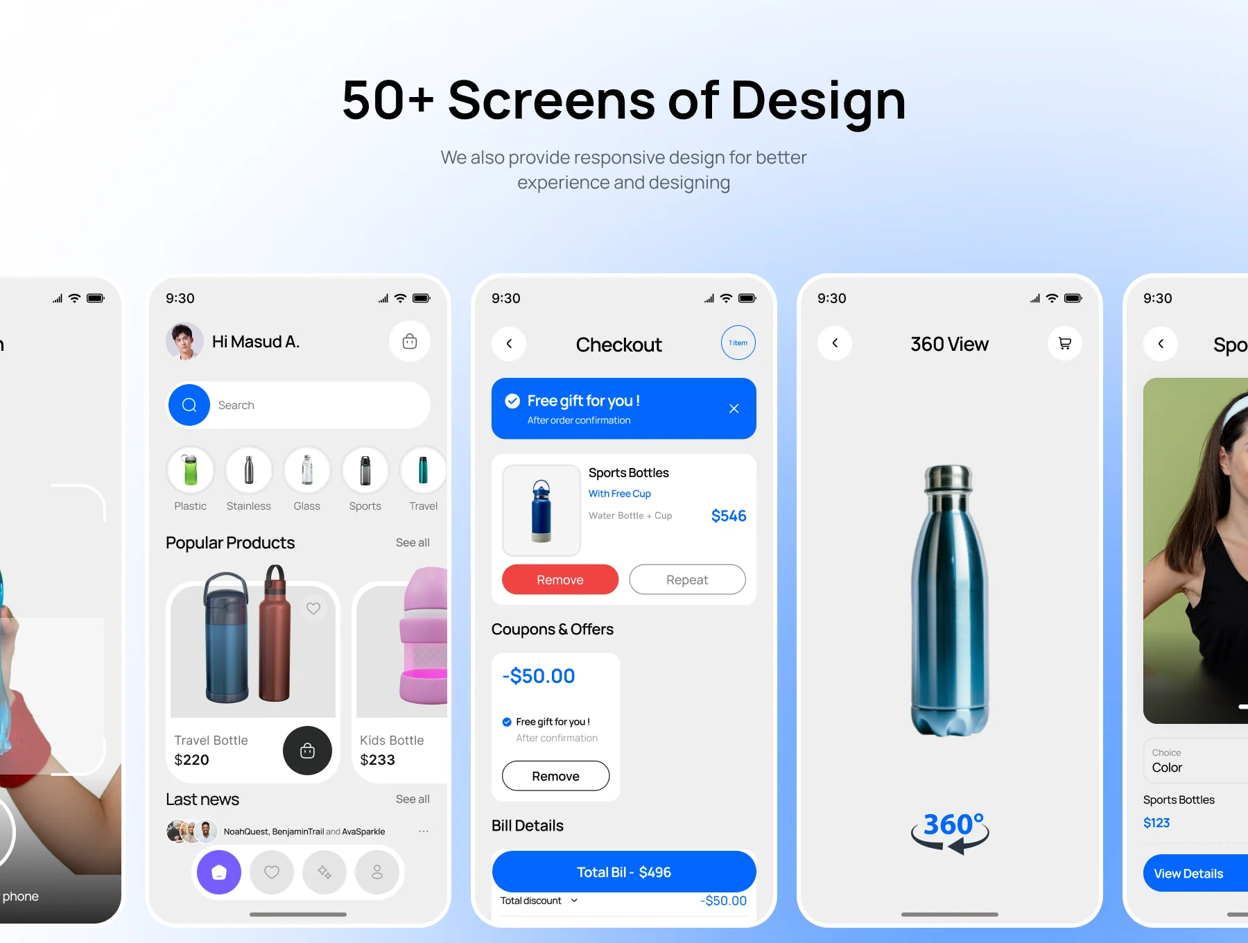 AquaLyfe – Water Bottle Store Mobile App UI Kit 5