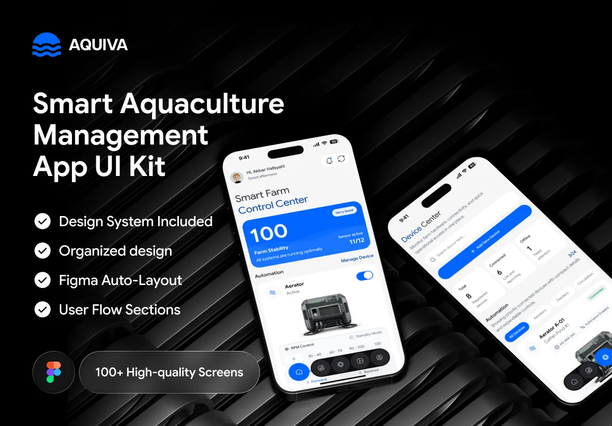 AQUIVA - Smart Aquaculture Management App UI Kit