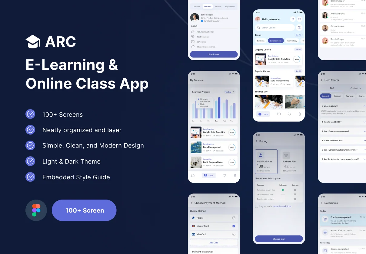 ARC E-Learning & Online Class App UI Kit