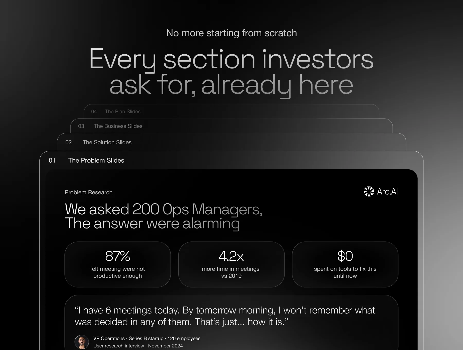 ArcAI Dark SaaS Investor Pitch Deck for Startups 3