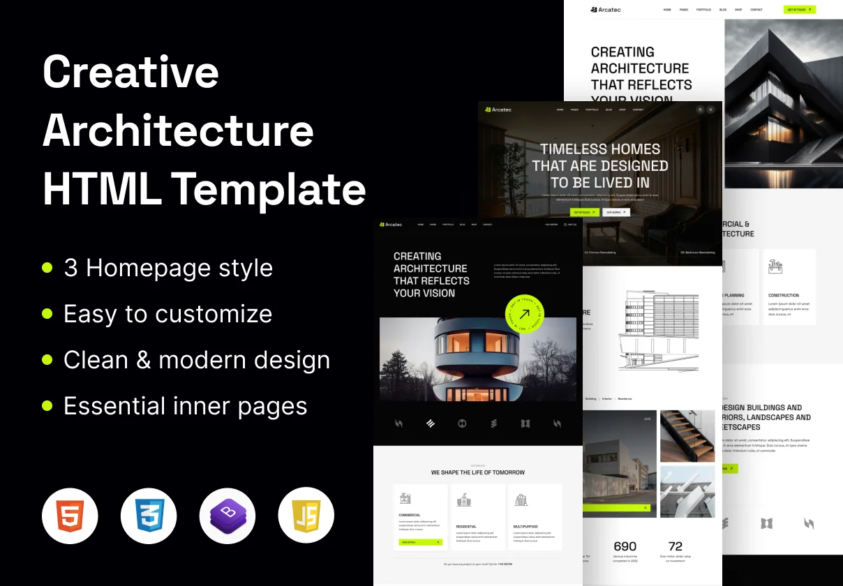 Arcatec - Architecture and Interior Html Template