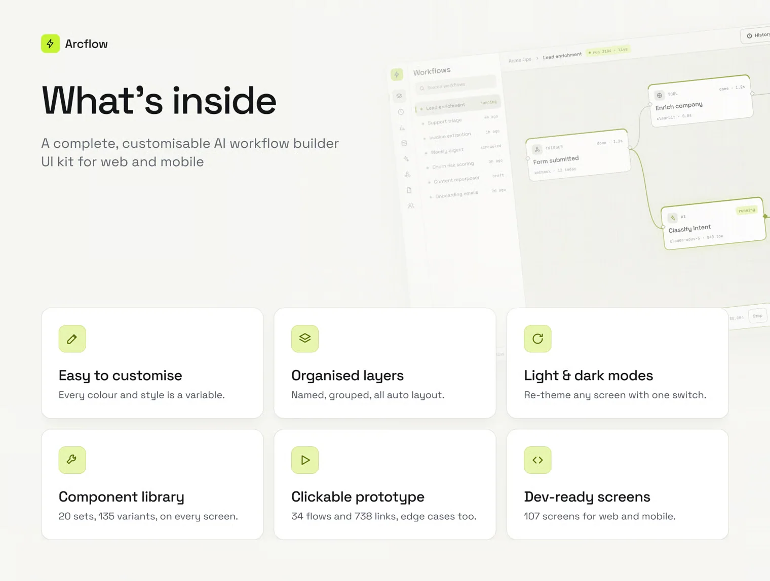 Arcflow — AI Workflow Builder UI Kit 2