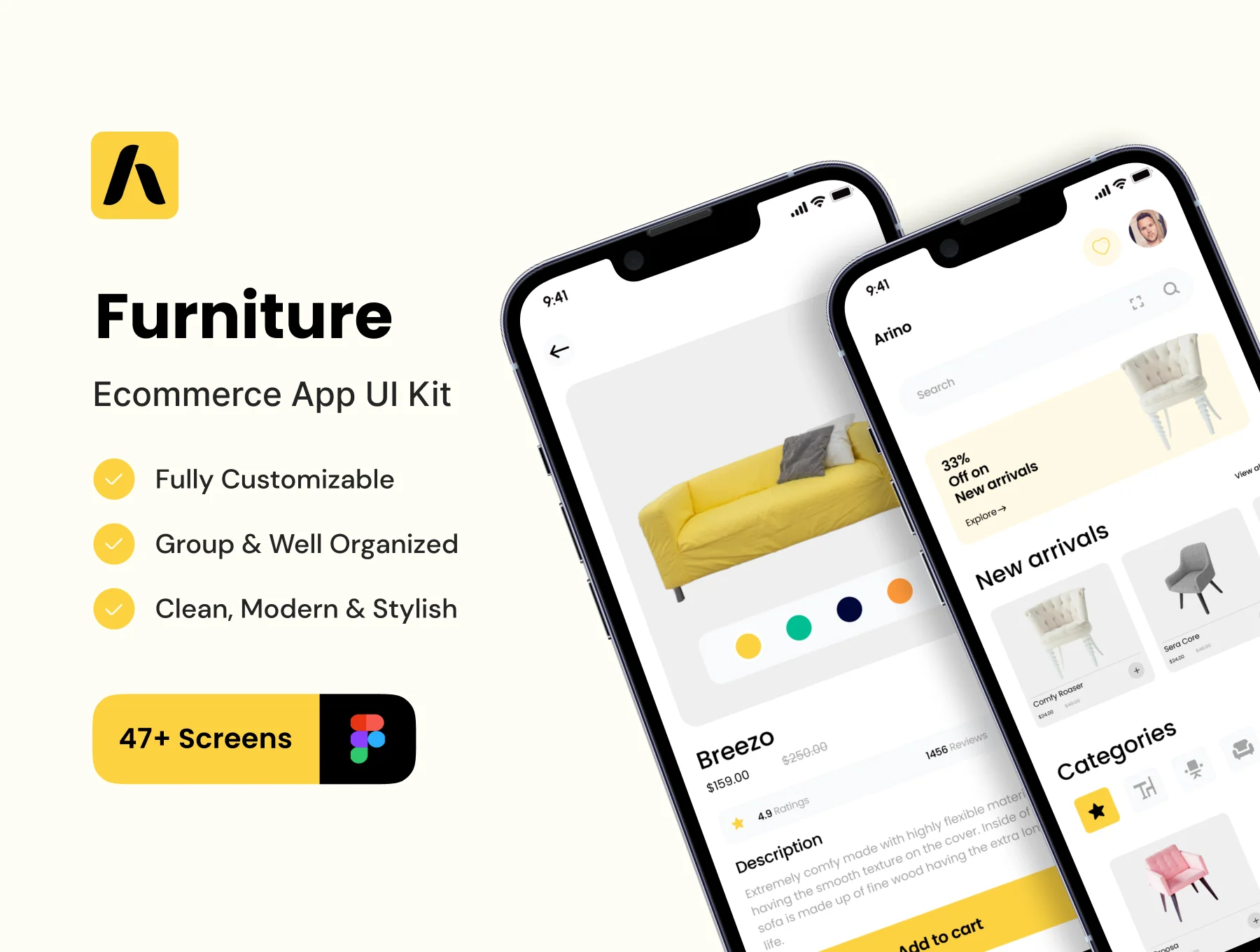 Arino - Furniture ecommerce App UI Kit