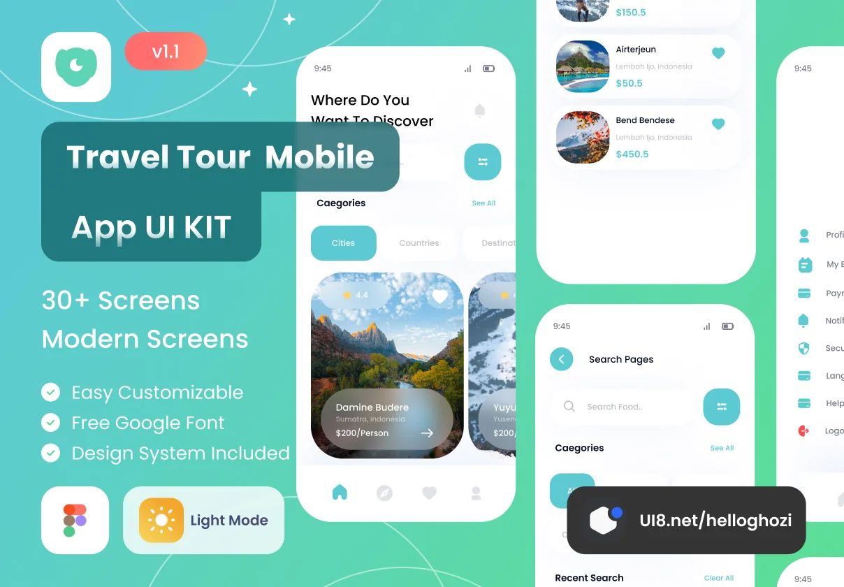 Arjuno Travel Tour App UI Kit