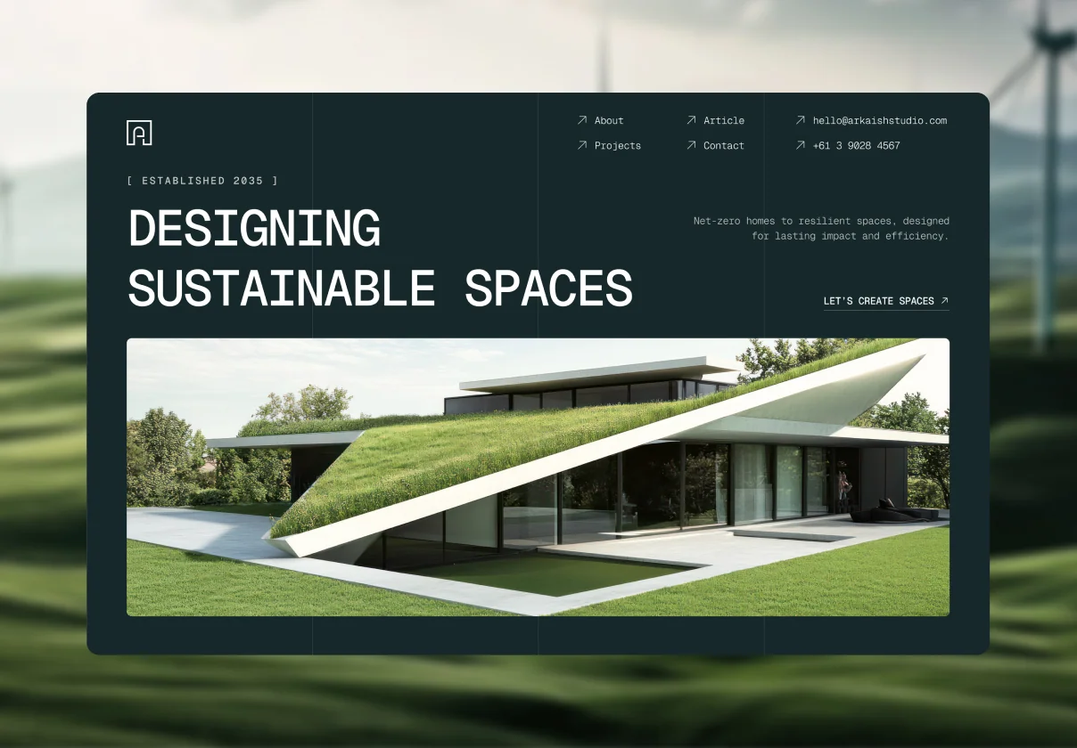 Arkaish - Sustainable Architecture Firm Website UI Figma Design