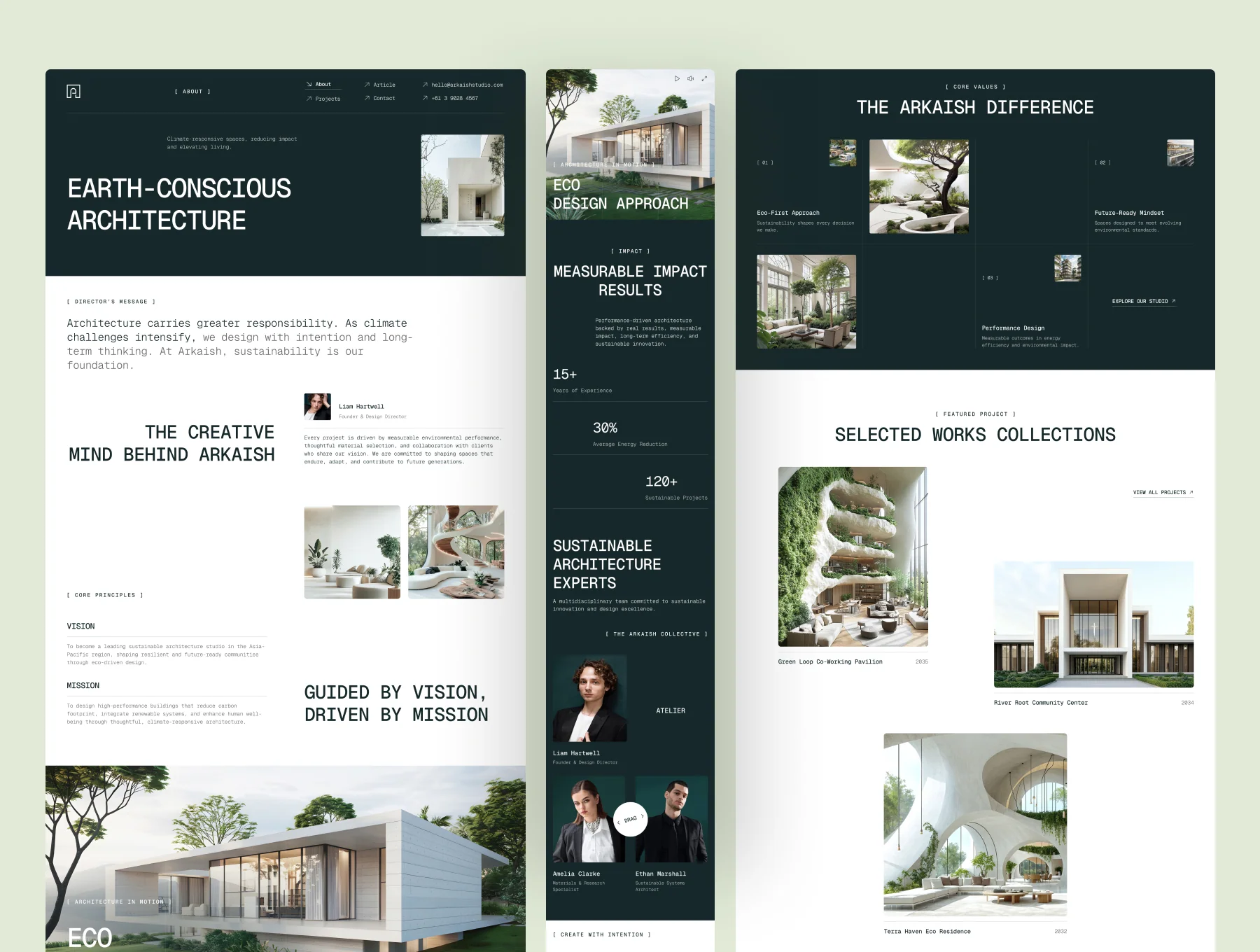 Arkaish - Sustainable Architecture Firm Website UI Figma Design 2