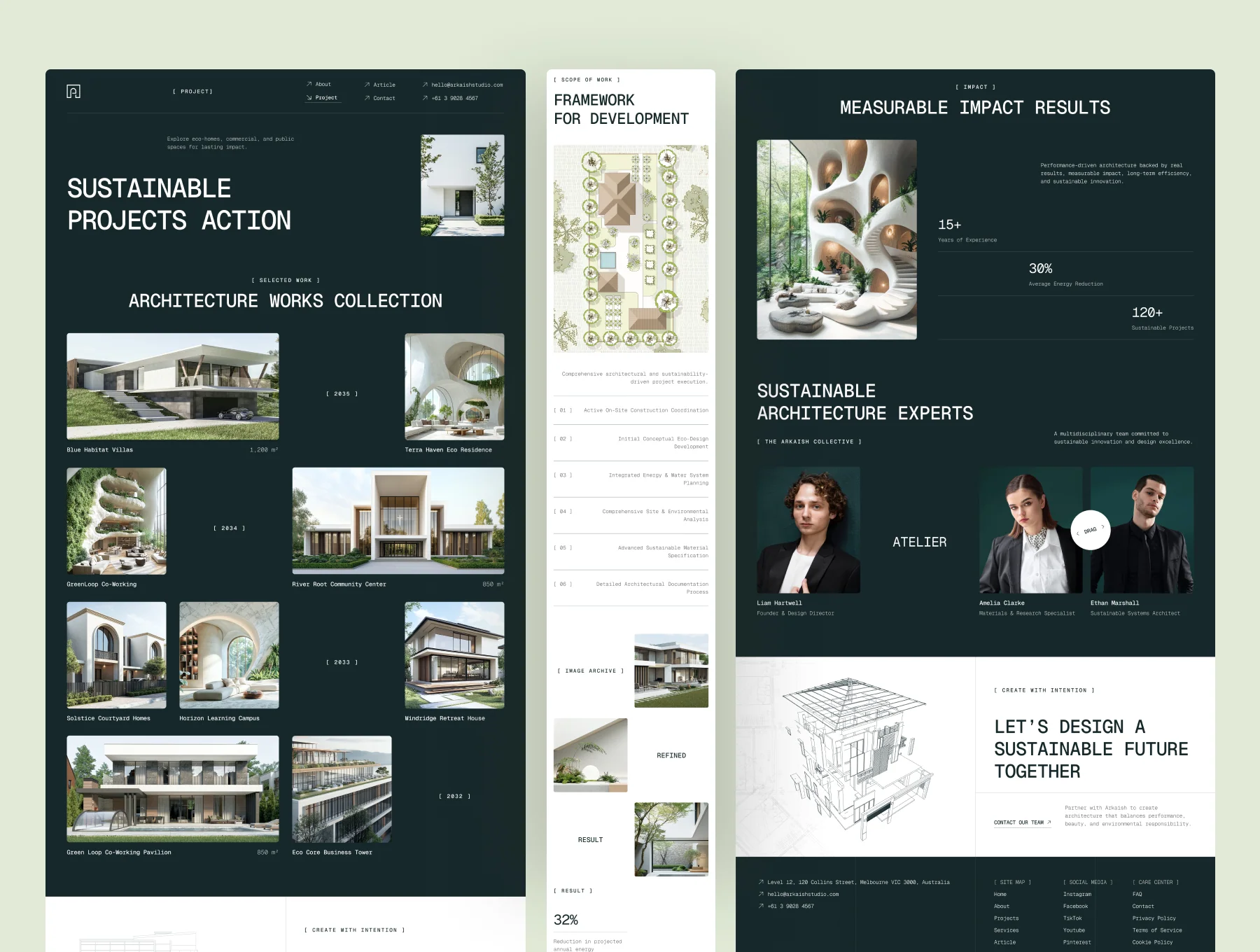 Arkaish - Sustainable Architecture Firm Website UI Figma Design 3
