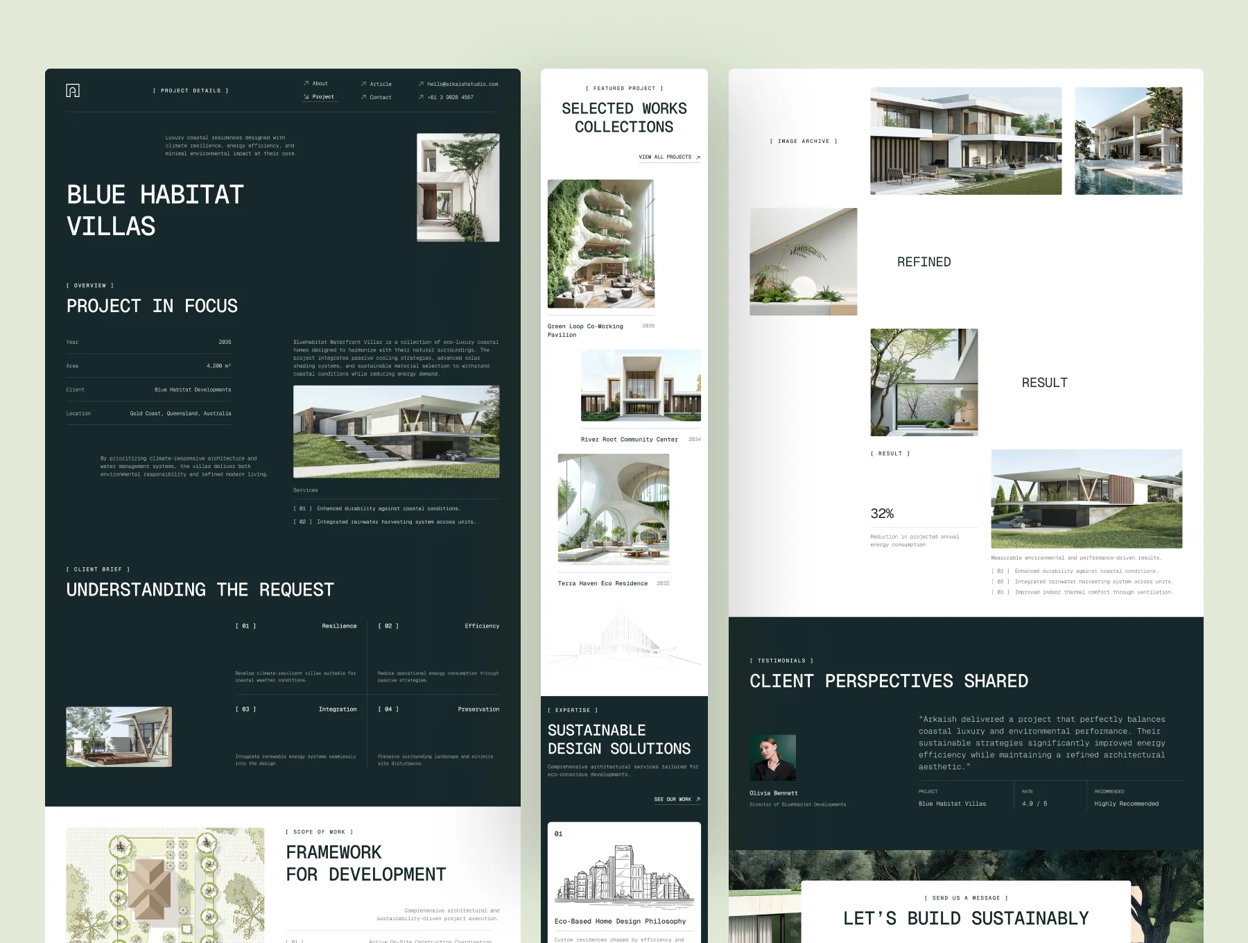Arkaish - Sustainable Architecture Firm Website UI Figma Design 4