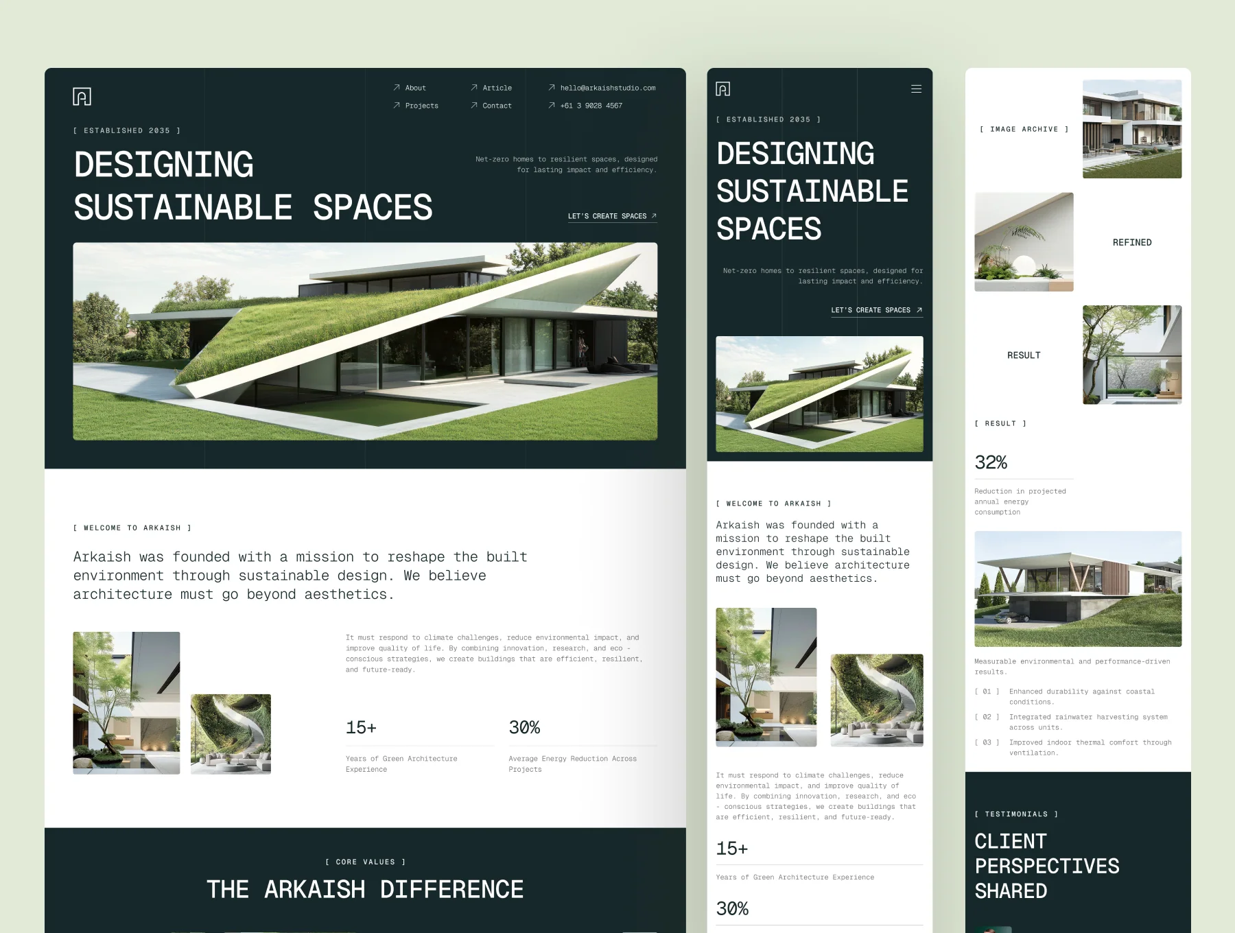 Arkaish - Sustainable Architecture Firm Website UI Figma Design 6